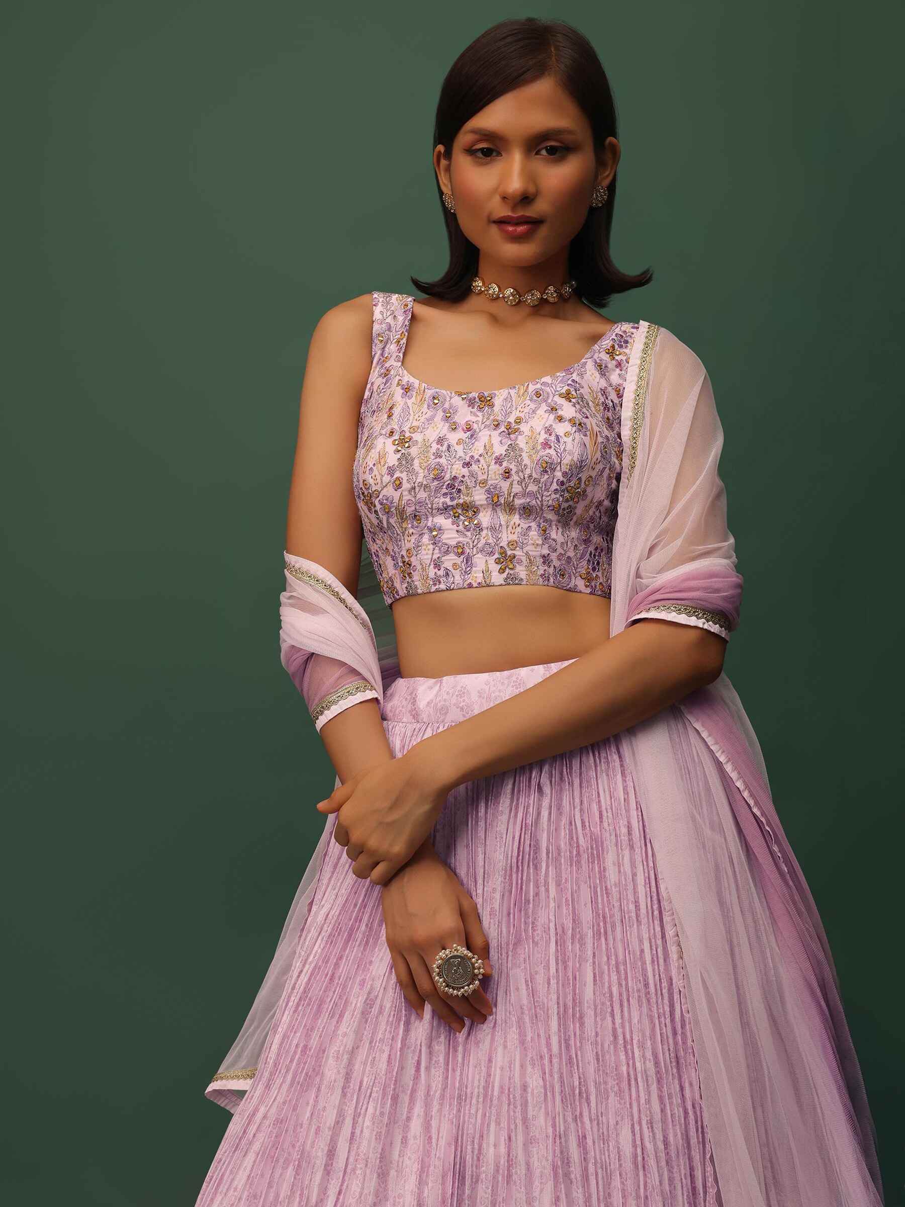 Fabulous Pink Floral Printed Georgette Event Wear Lehenga Choli - Zeel Clothing