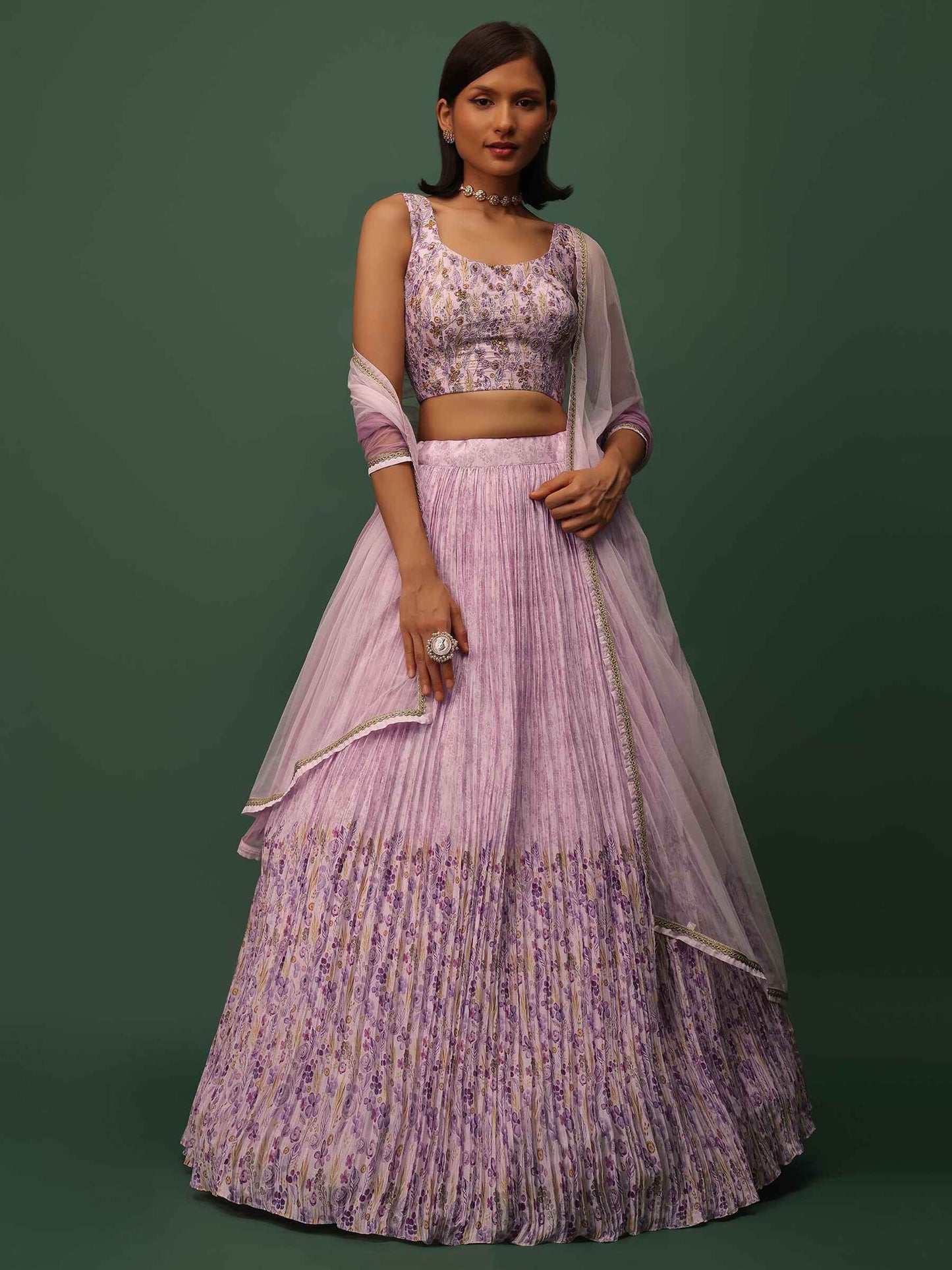 Fabulous Pink Floral Printed Georgette Event Wear Lehenga Choli - Zeel Clothing