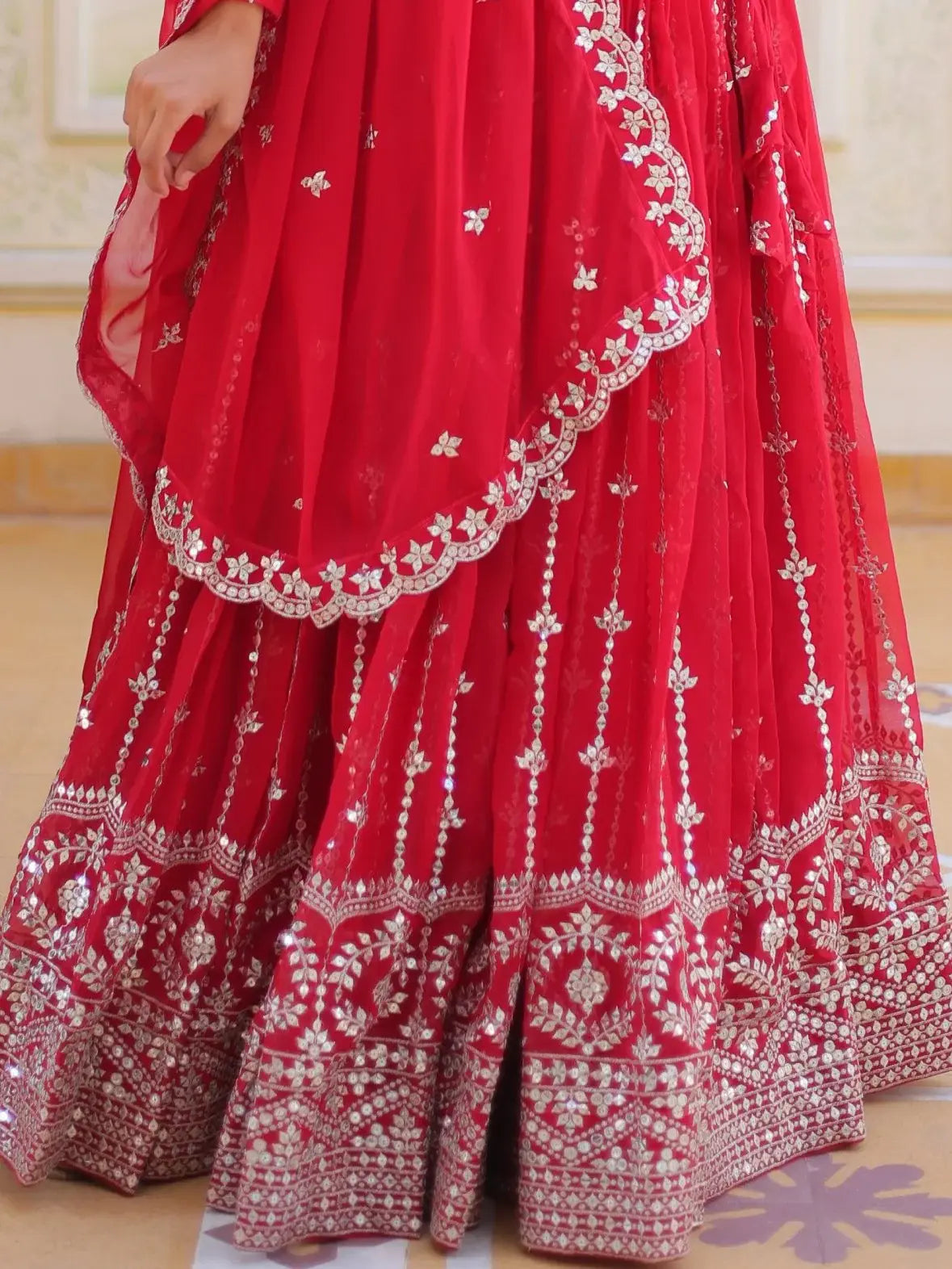 Fabulous Pink Sequins Georgette Party Wear Lehenga Choli With Dupatta - Zeel Clothing