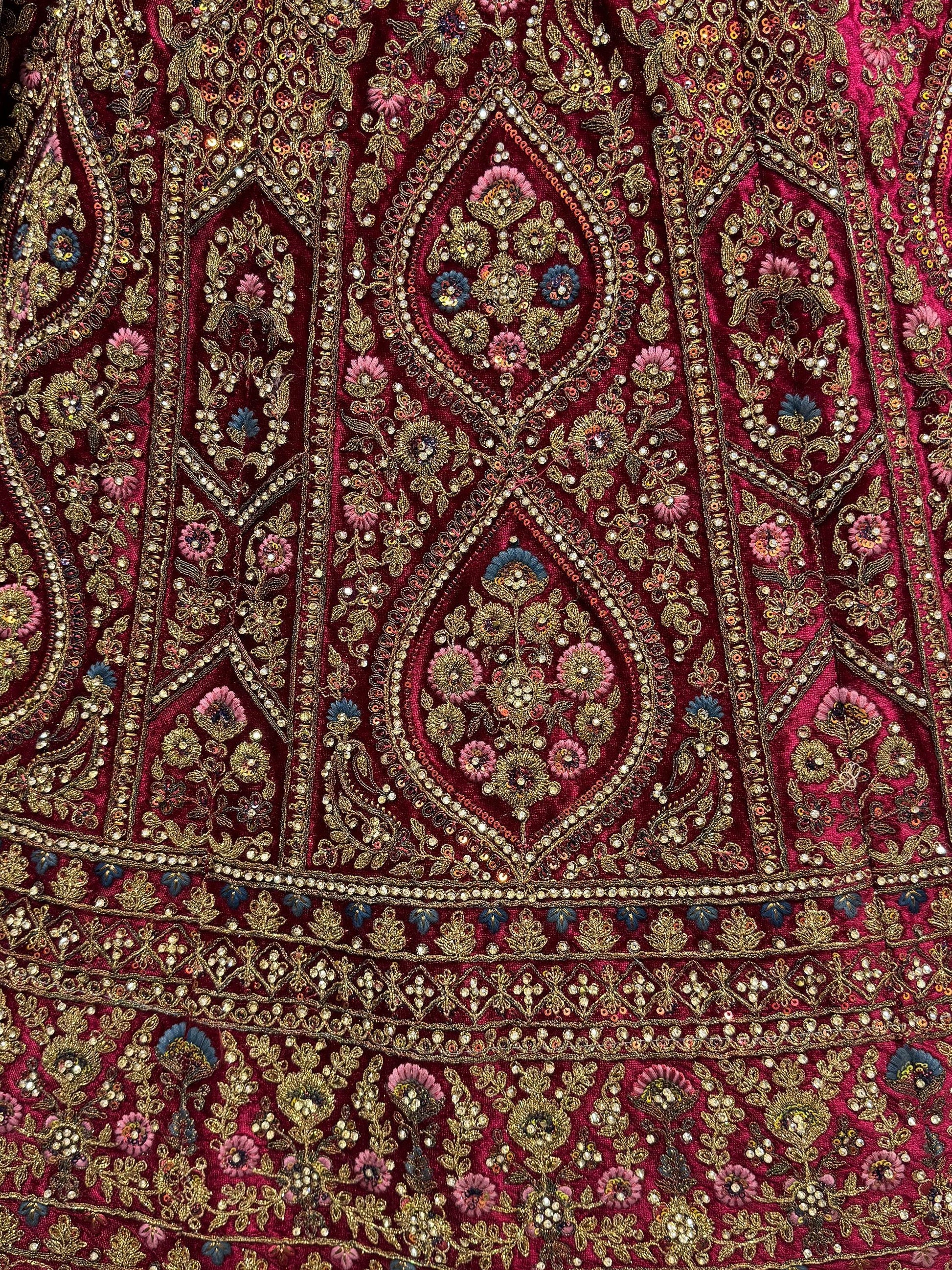 Fabulous Pink Velvet Bridal Lehenga Choli With Double Dupatta - Zeel Clothing