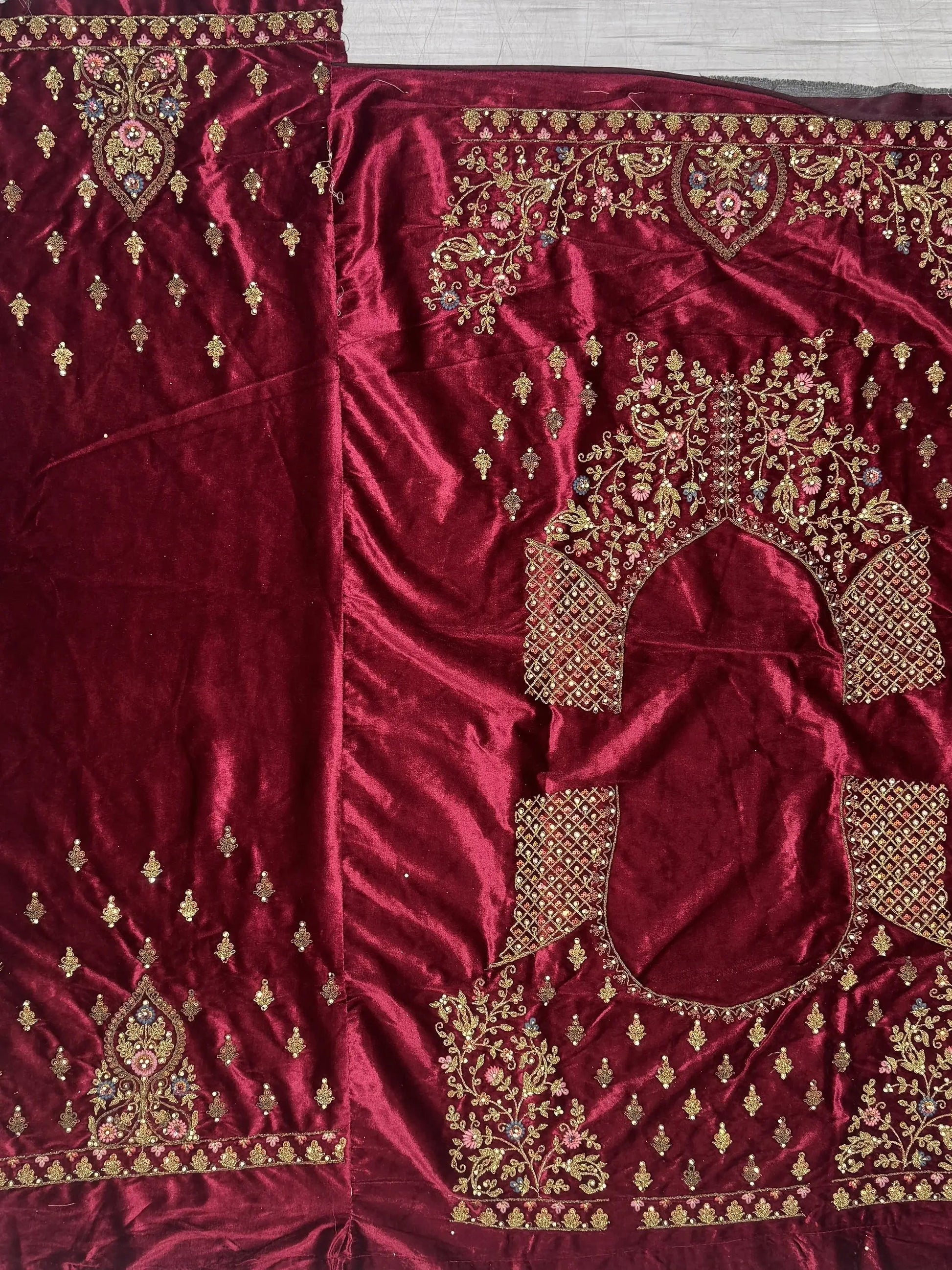 Fabulous Pink Velvet Bridal Lehenga Choli With Double Dupatta - Zeel Clothing