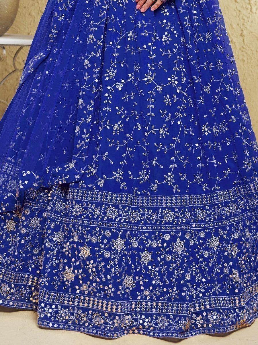 Fancified Blue Sequins Georgette Sangeet Wear Lehenga Choli - Zeel Clothing