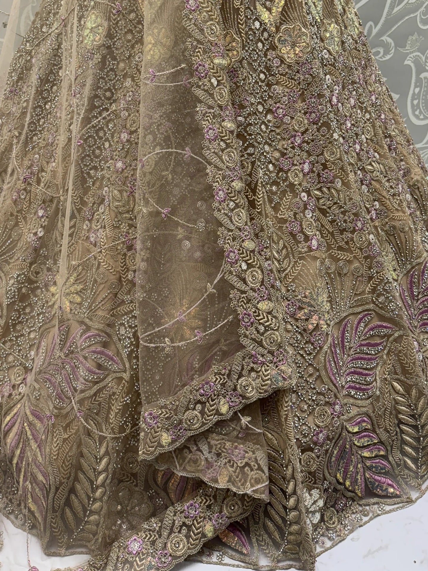 Fantabulous Golden Zircon Work Net Bridal Wear Lehenga Choli With Dupatta - Zeel Clothing