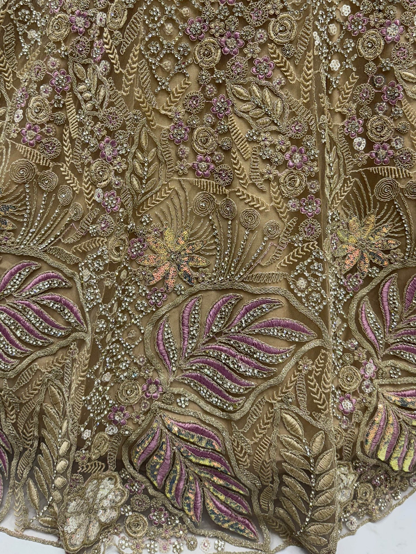 Fantabulous Golden Zircon Work Net Bridal Wear Lehenga Choli With Dupatta - Zeel Clothing