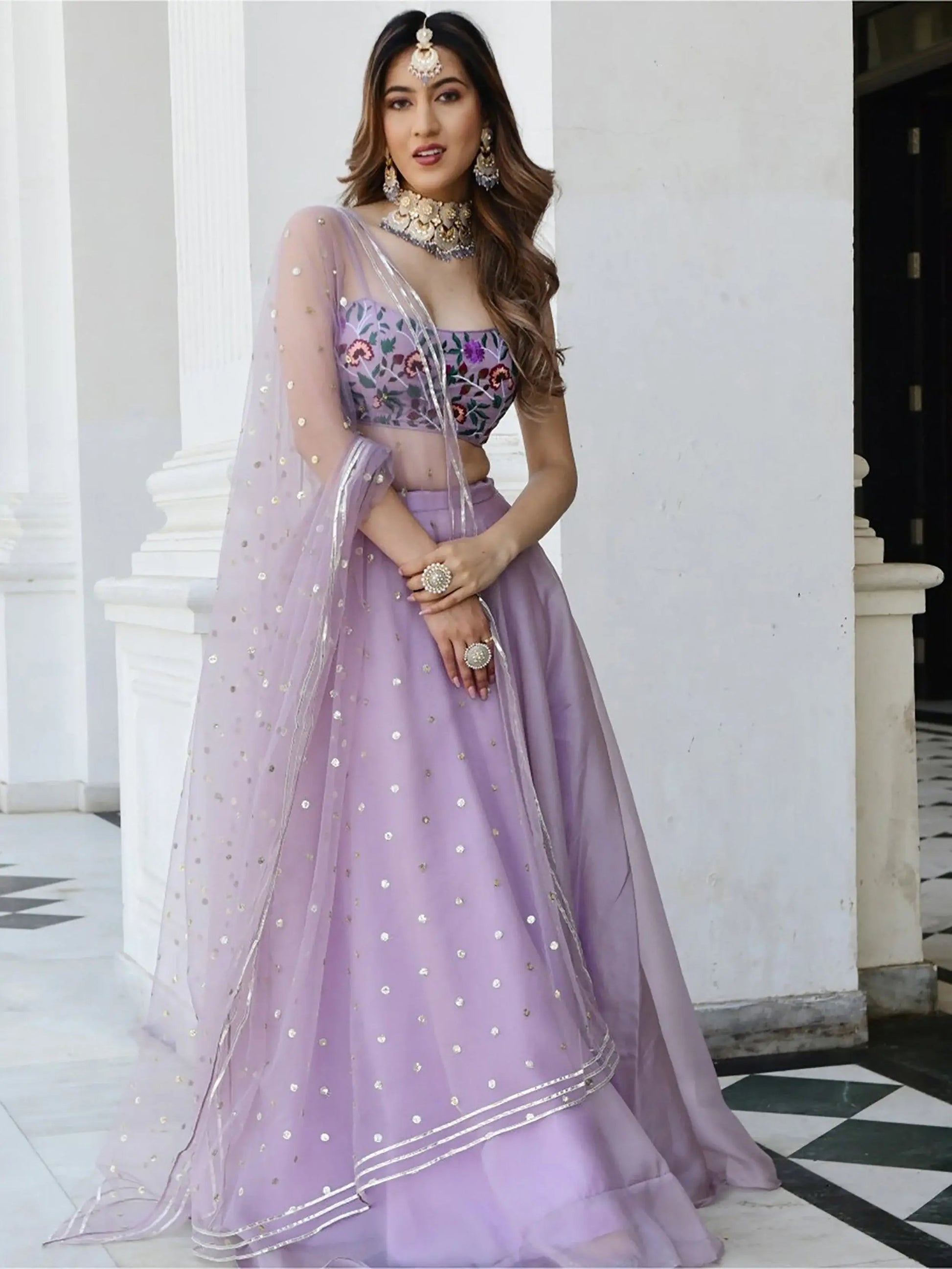 Fantastic Lavender Organza Reception Wear Lehenga Choli - Zeel Clothing