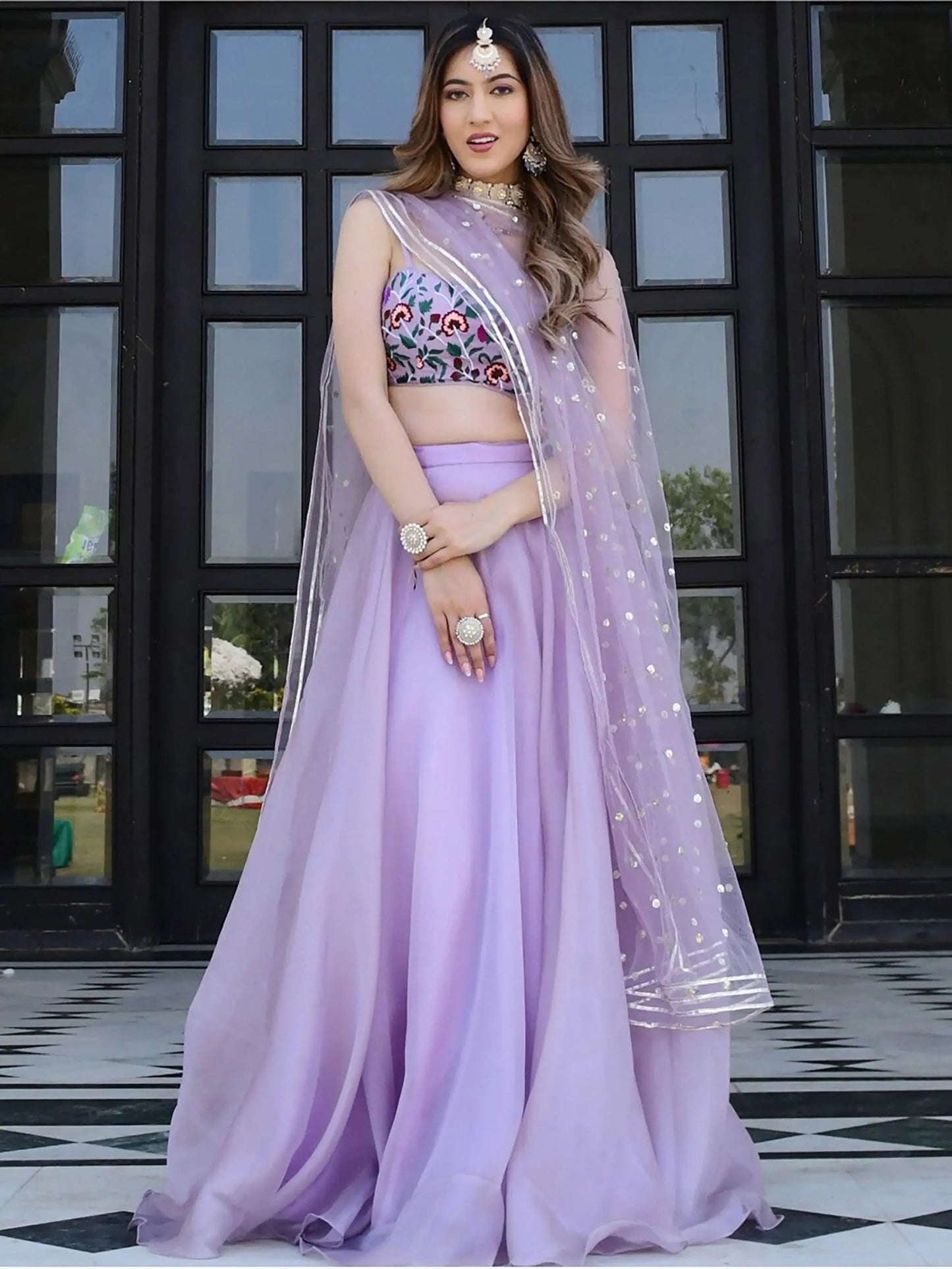 Fantastic Lavender Organza Reception Wear Lehenga Choli - Zeel Clothing