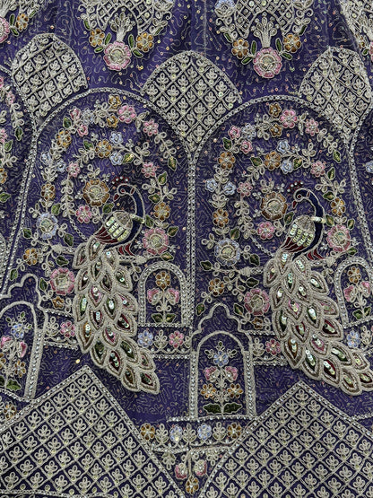 Fantastic Purple Multi-Thread Work Net Designer Lehenga Choli - Zeel Clothing