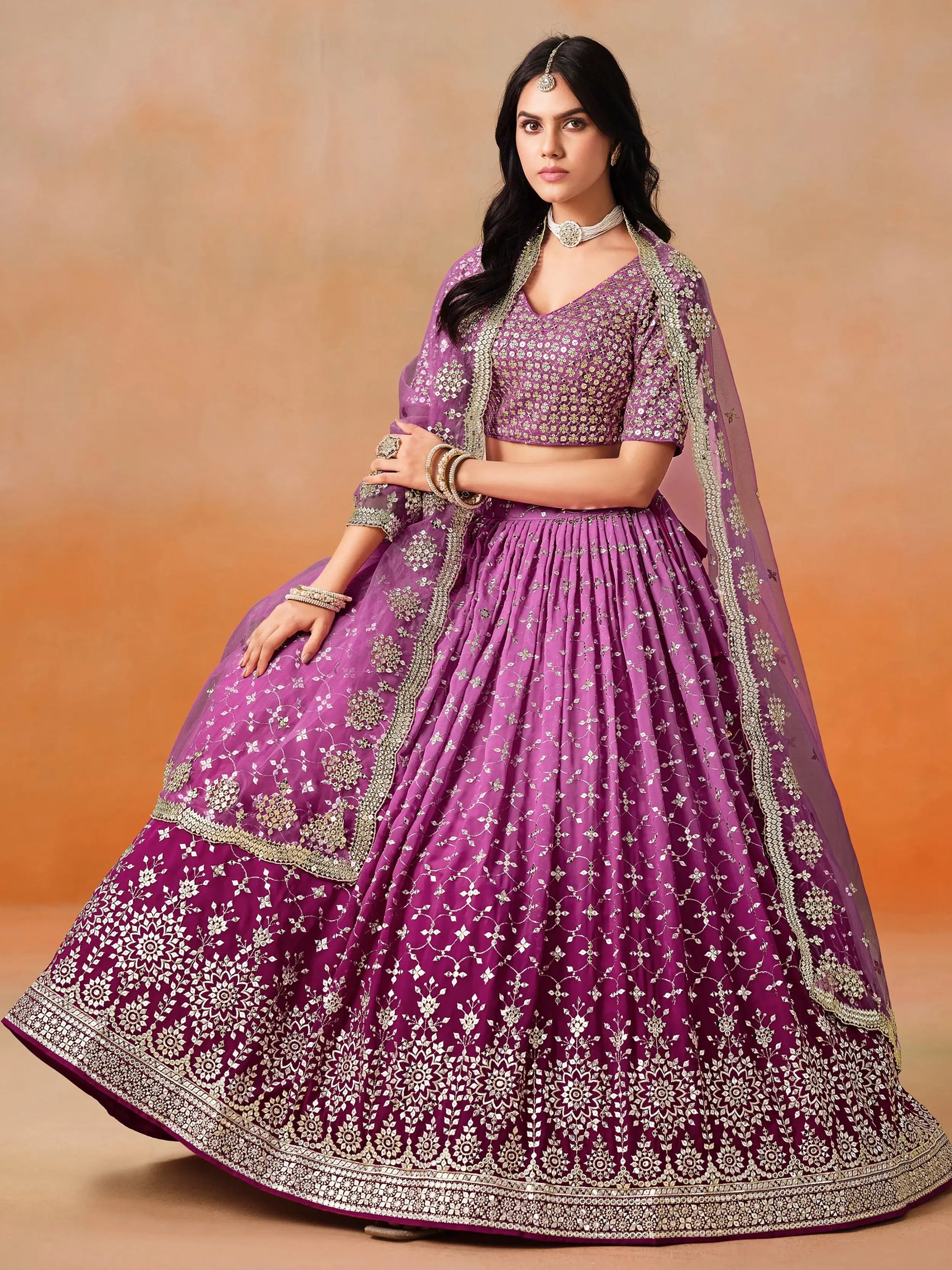 Fantastic Rani Pink Georgette Reception Wear Lehenga Choli - Zeel Clothing