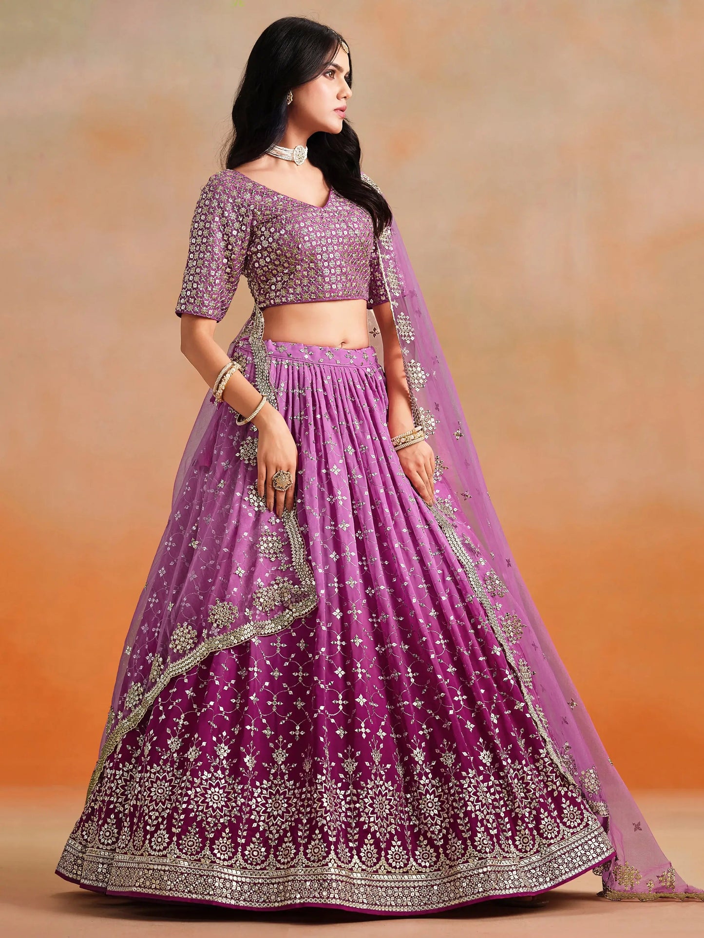 Fantastic Rani Pink Georgette Reception Wear Lehenga Choli - Zeel Clothing