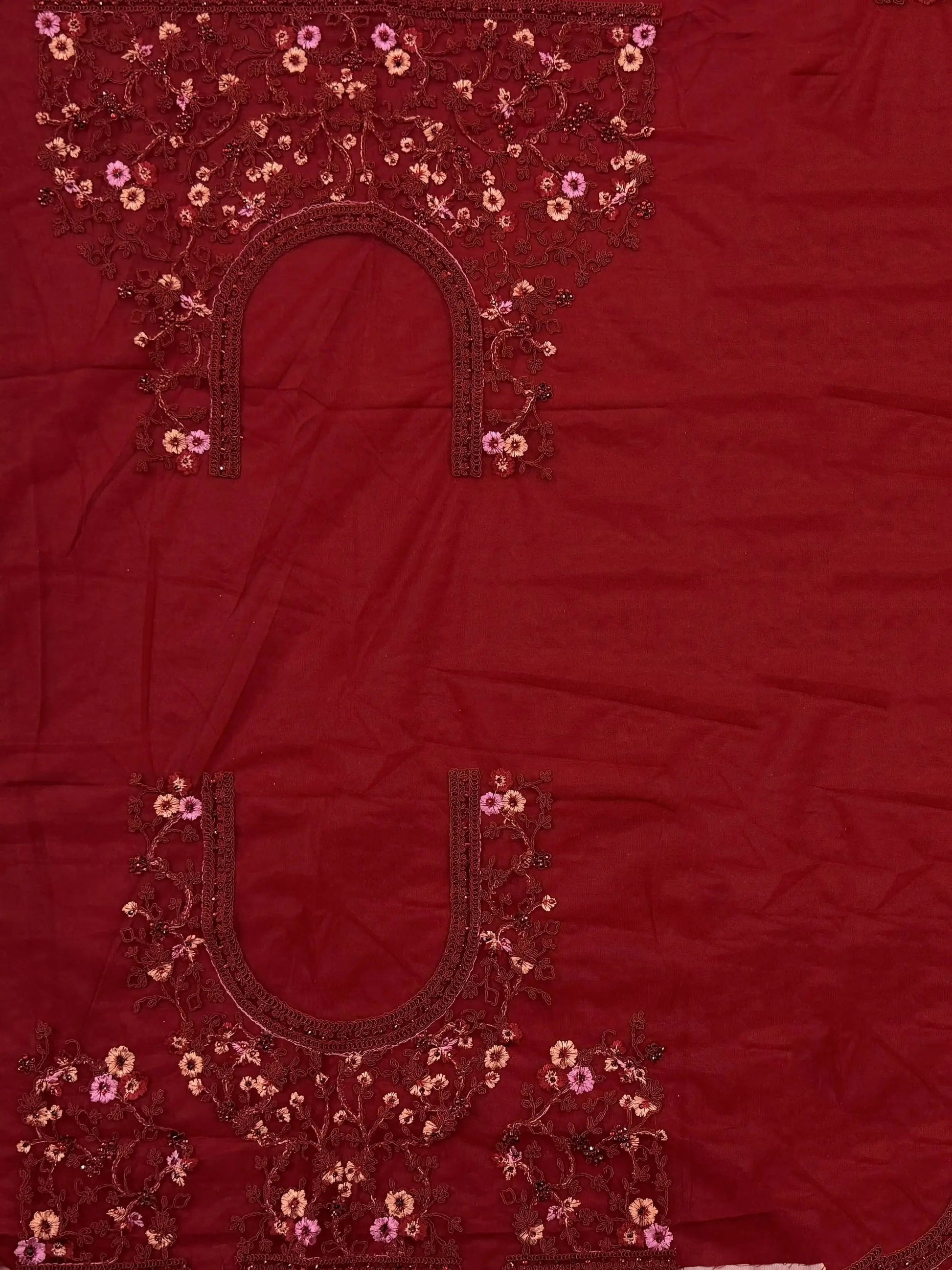 Fantastic Red Floral Embroidered Net Bridal Lehenga Choli With Dupatta - Zeel Clothing