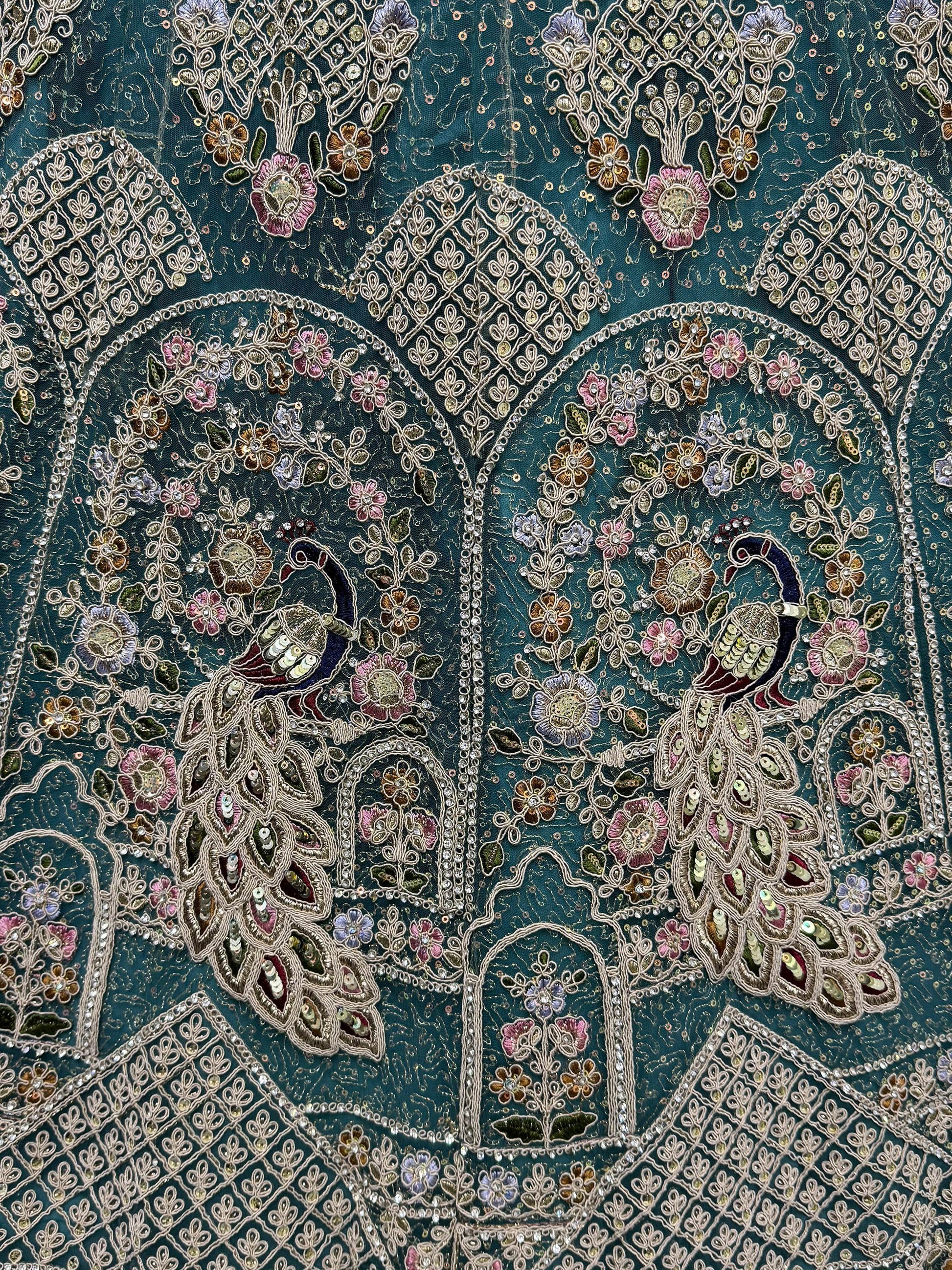 Fantastic Teal Blue Dori Work Net Lehenga Choli With Dupatta - Zeel Clothing