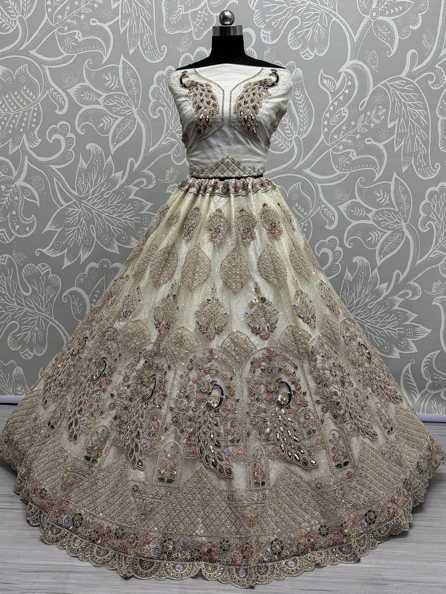 Fantastic White Thread Work Net Bridesmaid Lehenga Choli With Dupatta - Zeel Clothing