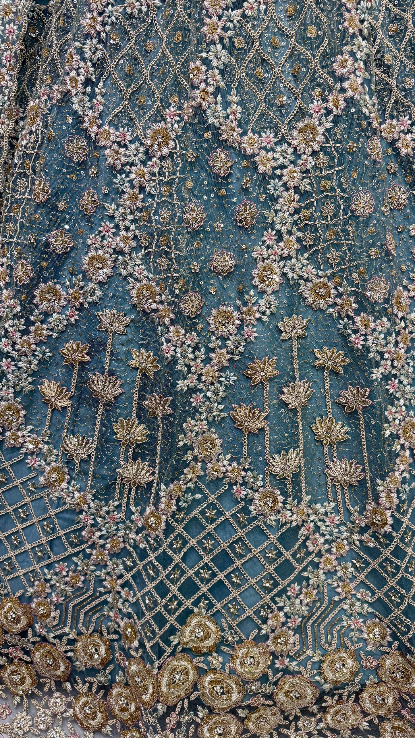 Fascinating Blue Thread Work Net Designer Lehenga Choli With Dupatta - Zeel Clothing