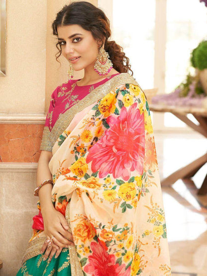 Fascinating Green Sequins Art Silk Wedding Wear Lehenga Choli - Zeel Clothing