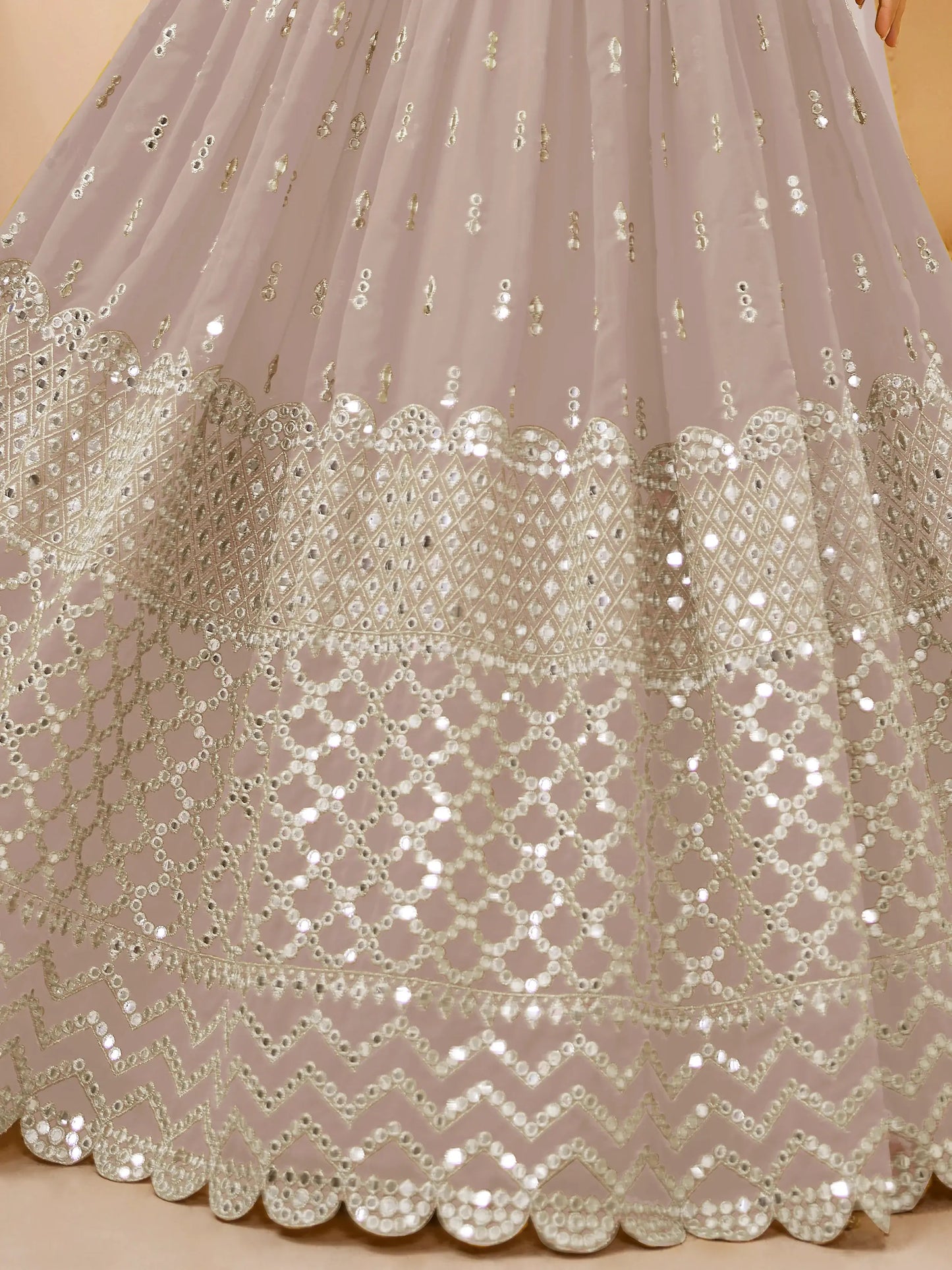 Fascinating Grey Sequins Georgette Reception Wear Lehenga Choli - Zeel Clothing