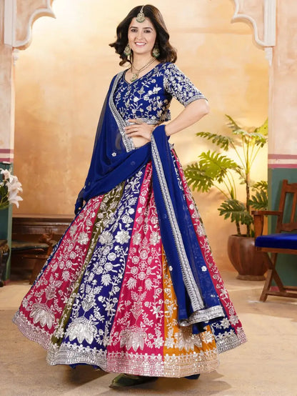 Glamorous Multicolor Sequins Georgette Wedding Wear Lehenga Choli With Dupatta - Zeel Clothing