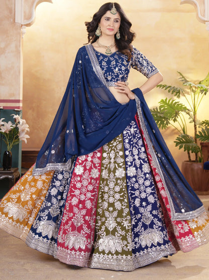 Glamorous Multicolor Sequins Georgette Wedding Wear Lehenga Choli With Dupatta - Zeel Clothing
