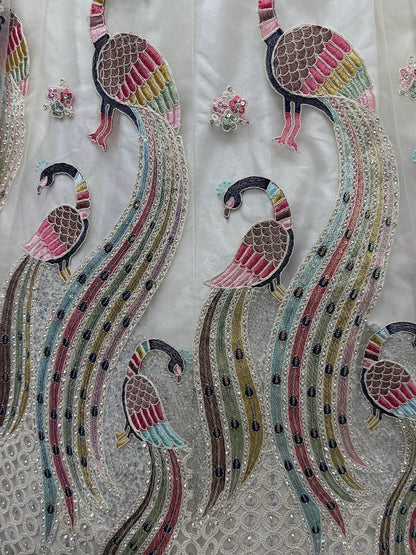 Glamorous White Thread Work Net Bridesmaid Lehenga Choli - Zeel Clothing