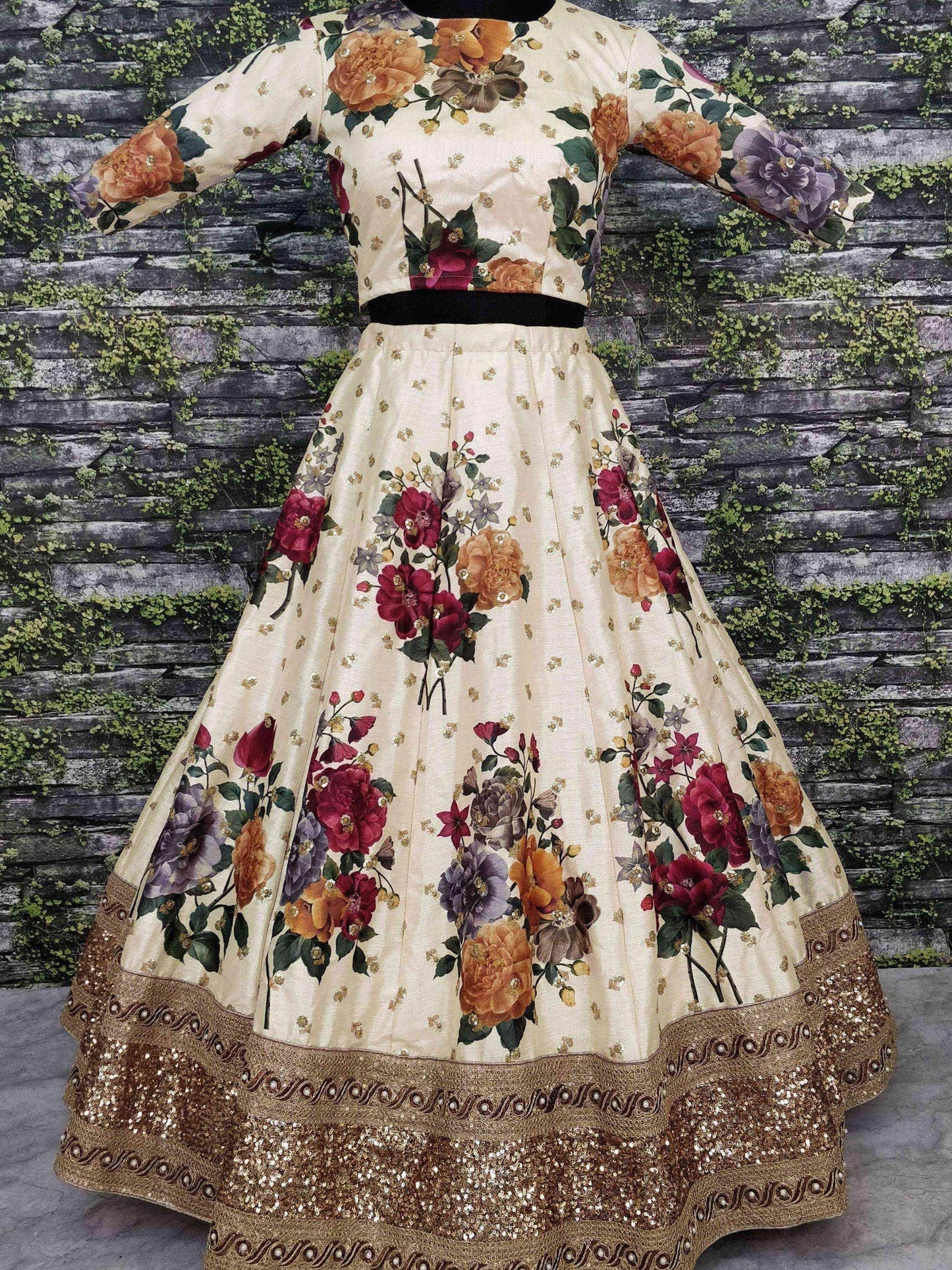 Gorgeous Cream Colored Partywear Designer Embroidered Lehenga Choli - Zeel Clothing