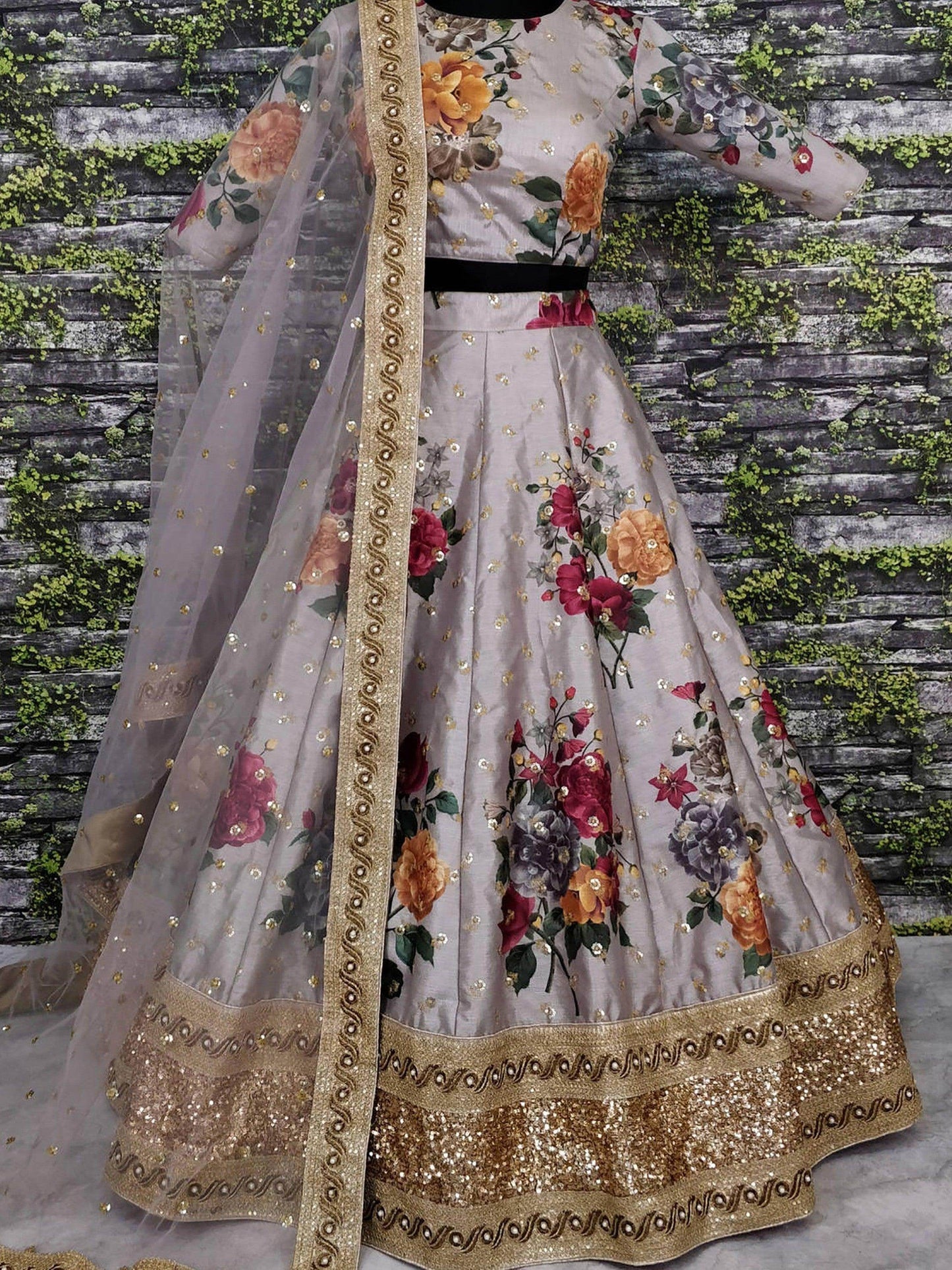 Gorgeous Gray Colored Partywear Designer Embroidered Lehenga Choli - Zeel Clothing