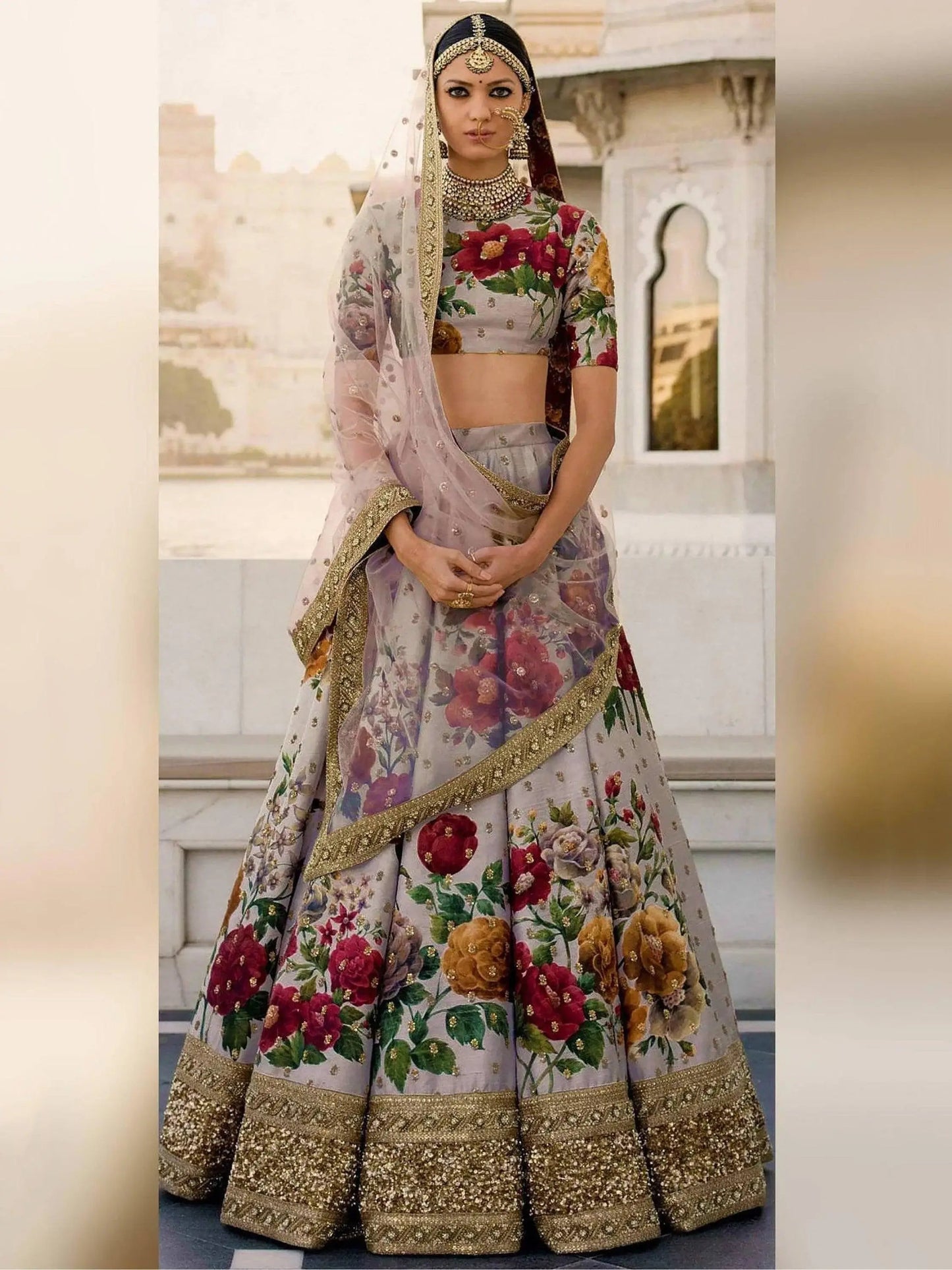 Gorgeous Gray Colored Partywear Designer Embroidered Lehenga Choli - Zeel Clothing