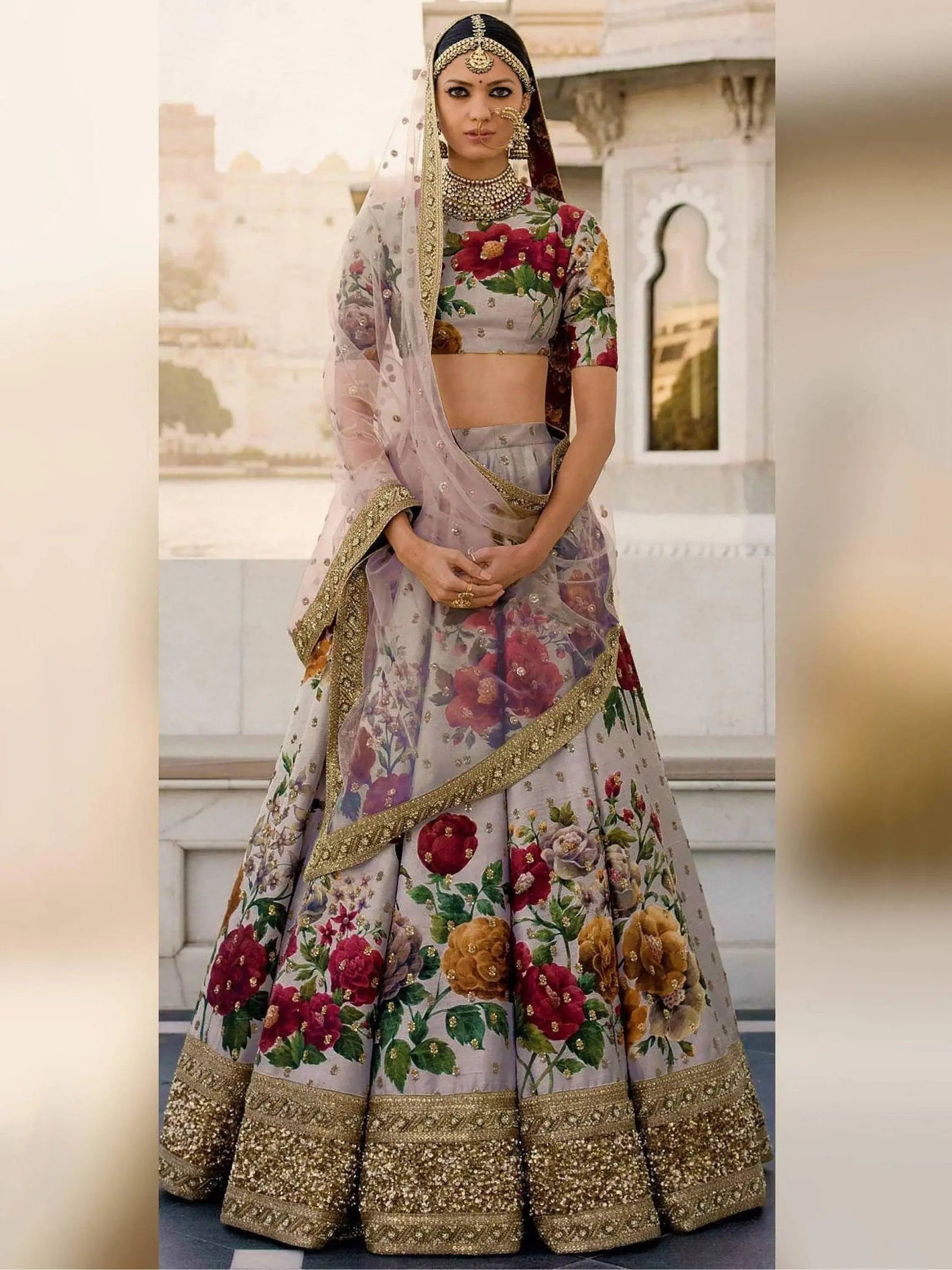 Gorgeous Gray Colored Partywear Designer Embroidered Lehenga Choli - Zeel Clothing