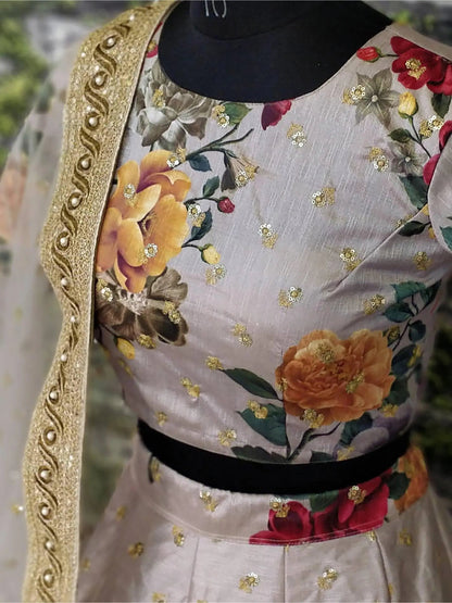 Gorgeous Gray Colored Partywear Designer Embroidered Lehenga Choli - Zeel Clothing