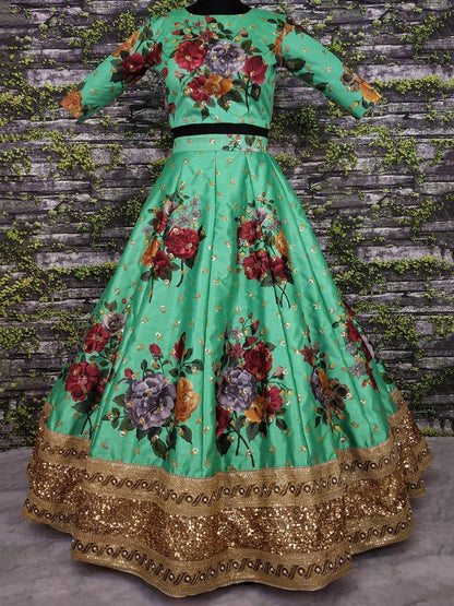Gorgeous Green Colored Partywear Designer Embroidered Lehenga Choli - Zeel Clothing