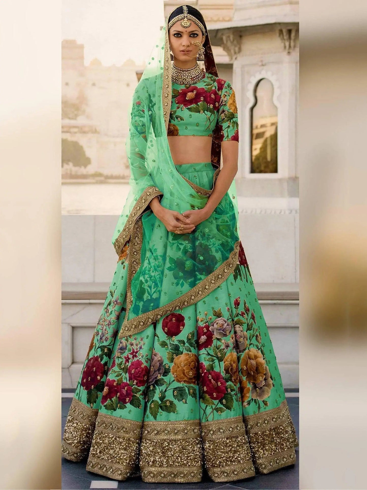 Gorgeous Green Colored Partywear Designer Embroidered Lehenga Choli - Zeel Clothing