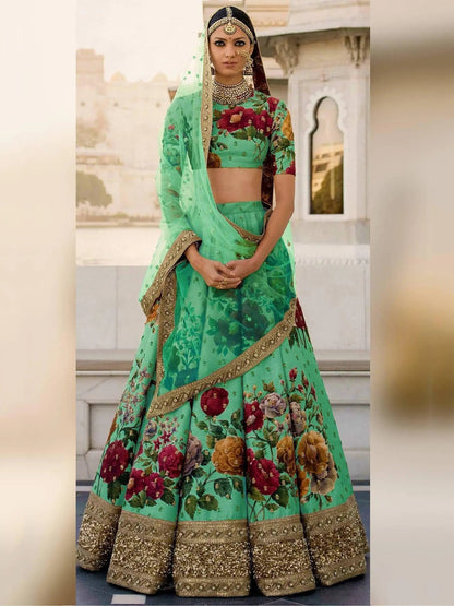 Gorgeous Green Colored Partywear Designer Embroidered Lehenga Choli - Zeel Clothing