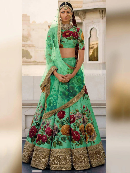 Gorgeous Green Colored Partywear Designer Embroidered Lehenga Choli - Zeel Clothing