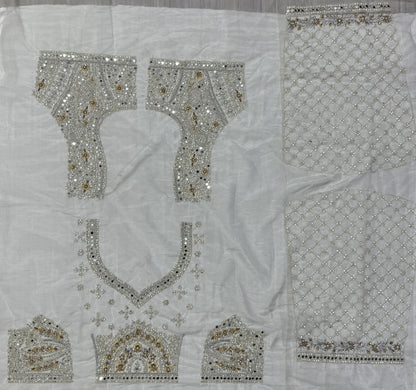 Gorgeous Off-White Mirror Work Net Bridesmaid Lehenga Choli - Zeel Clothing