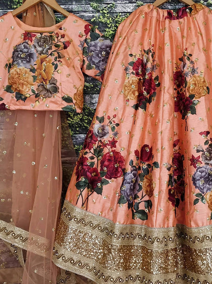 Gorgeous Peach Colored Partywear Designer Embroidered Lehenga Choli - Zeel Clothing
