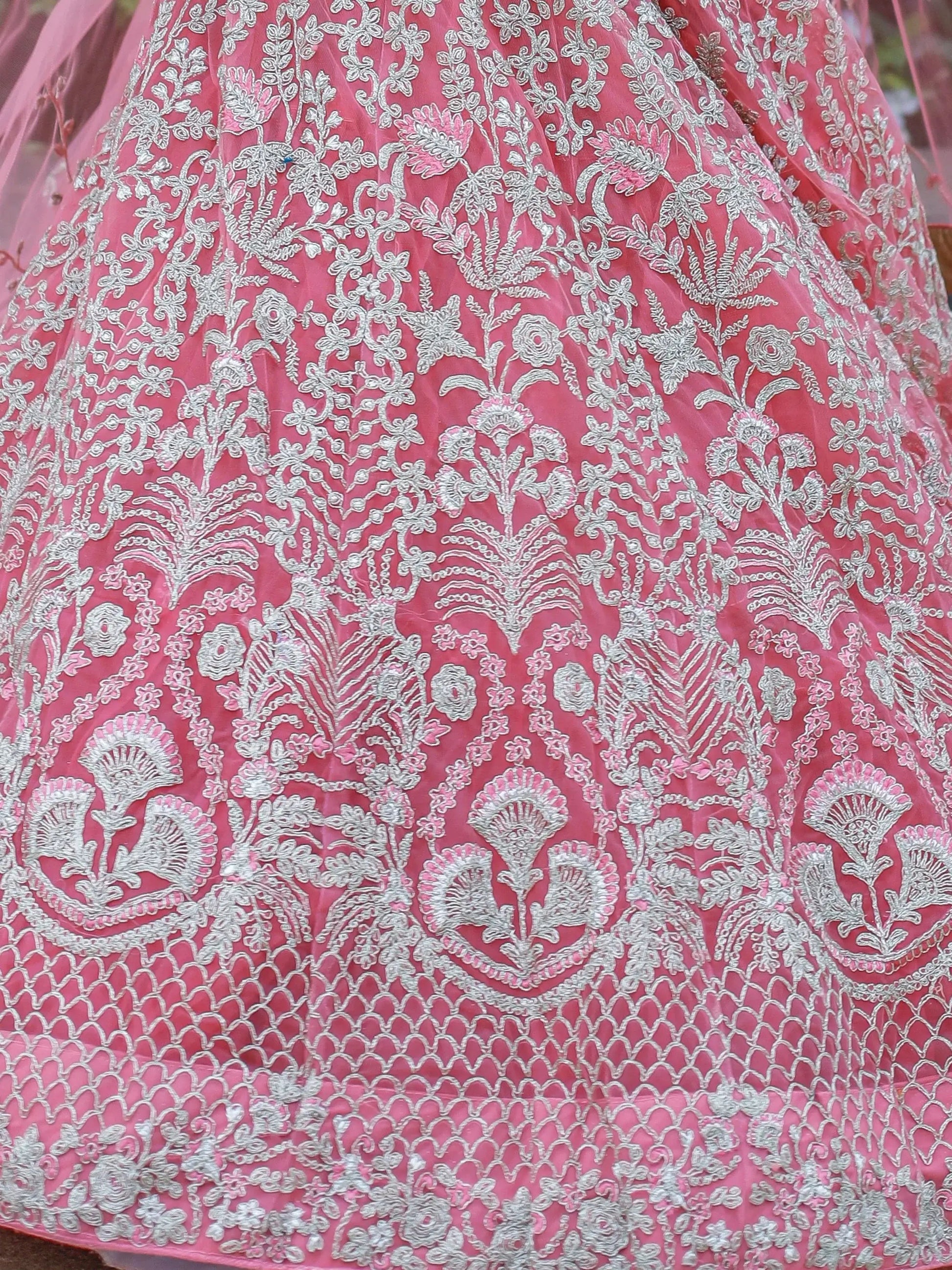 Gorgeous Pink Dori Work Net Engagement Wear Lehenga Choli - Zeel Clothing