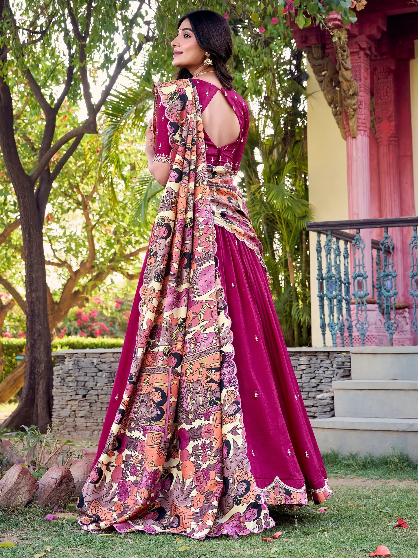 Gorgeous Pink Thread Embroidered Silk Traditional Lehenga Choli - Zeel Clothing