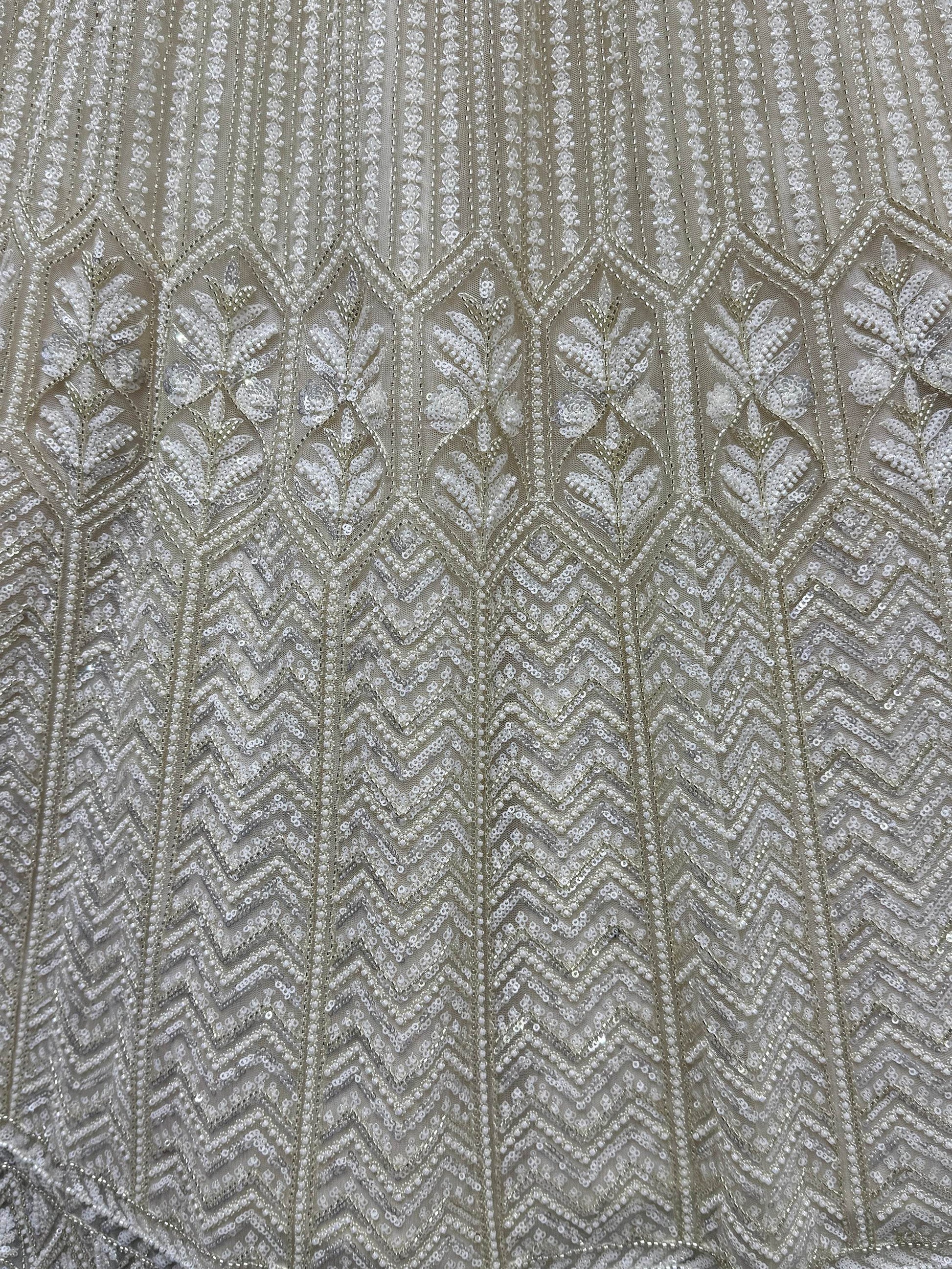 Great White Sequins Net Bridesmaid Lehenga Choli With Dupatta - Zeel Clothing