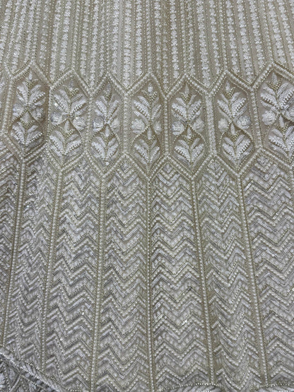 Great White Sequins Net Bridesmaid Lehenga Choli With Dupatta - Zeel Clothing