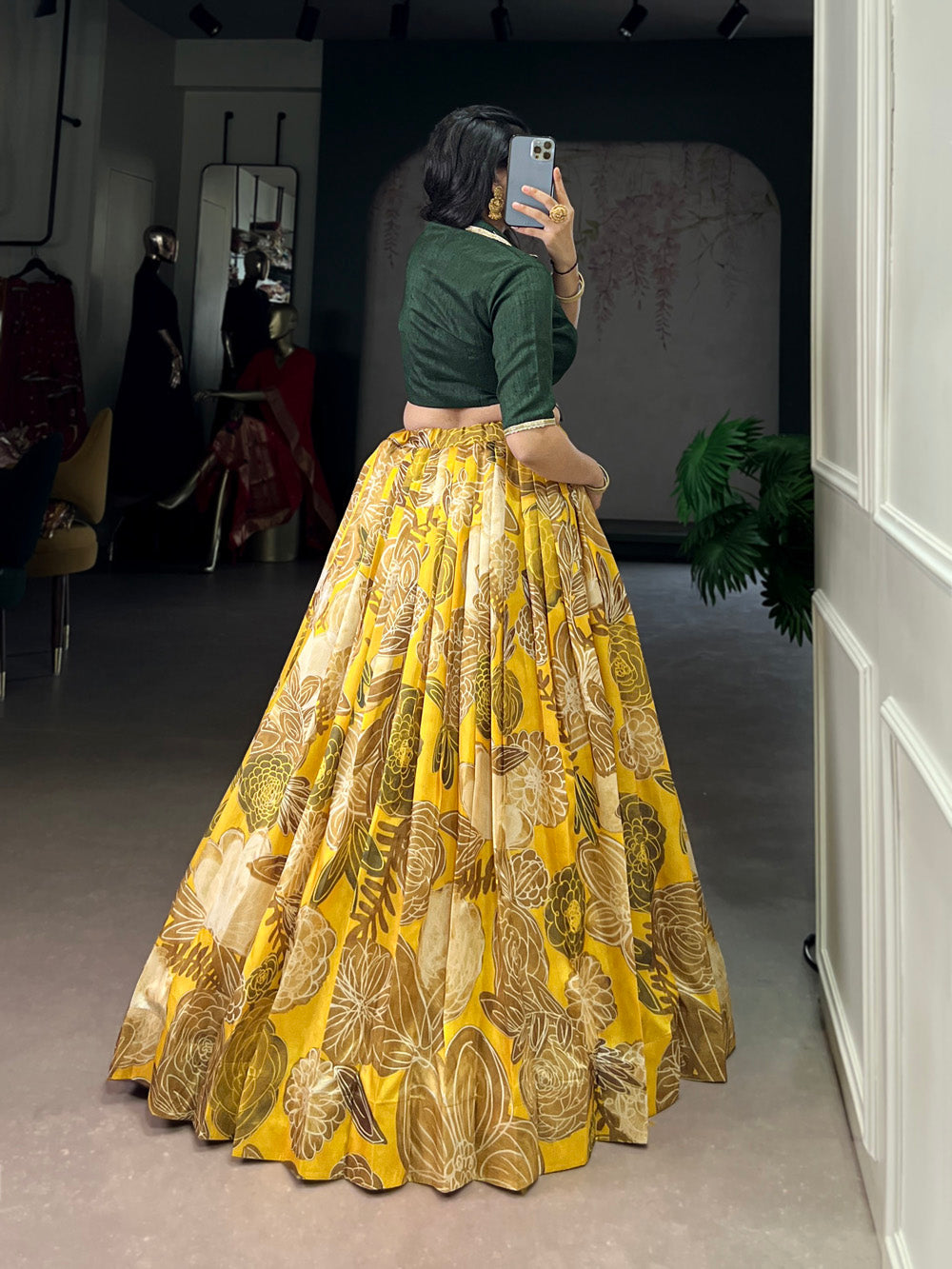 Mustard Color Printed Tasar Silk Co-Ord Set