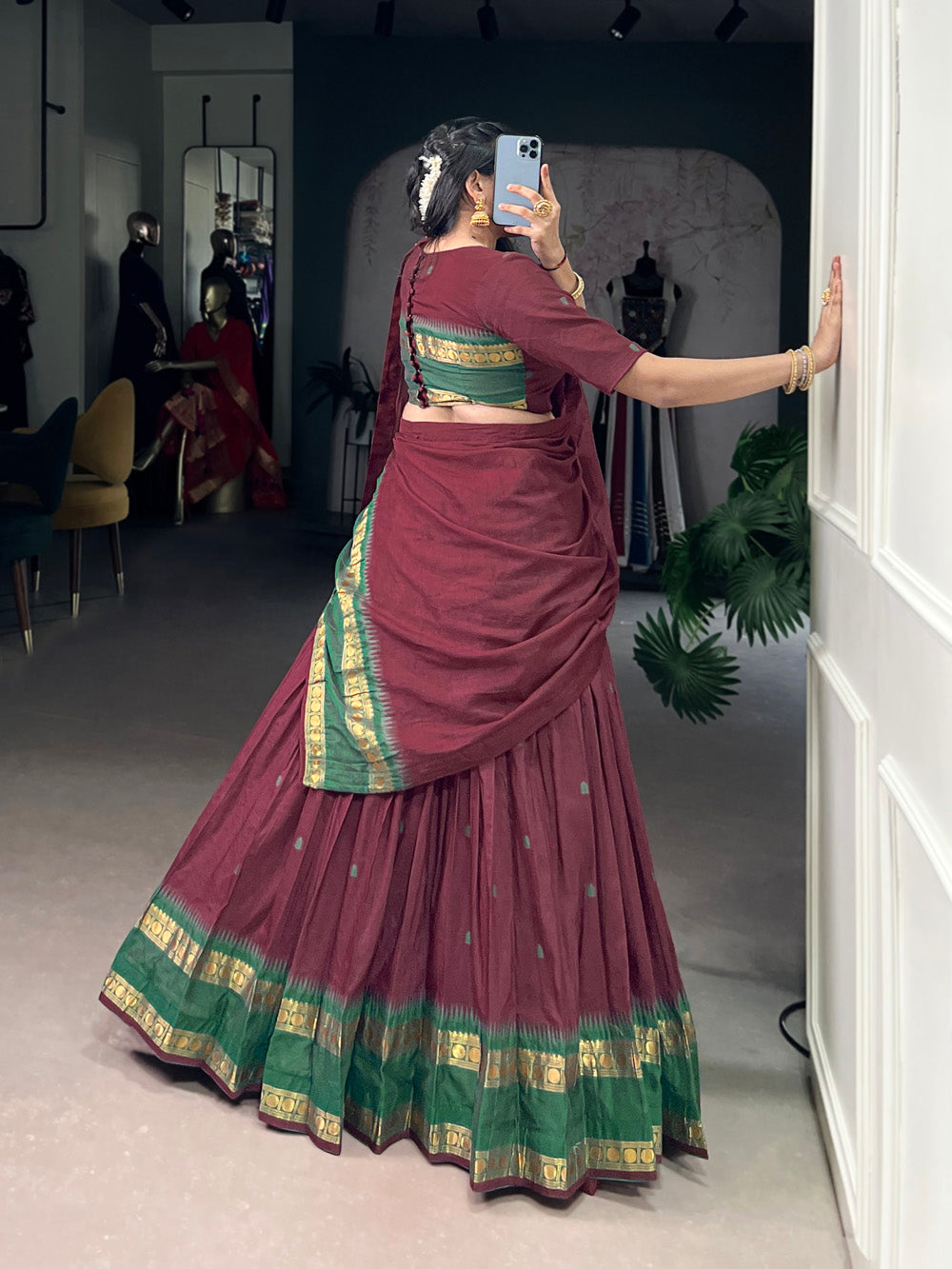 Maroon Color Zari Weaving Work Chanderi Lehenga Choli