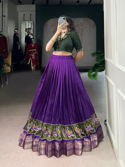Purple Color Printed With Zari Weaving Work Poly Cotton Co-ord Set