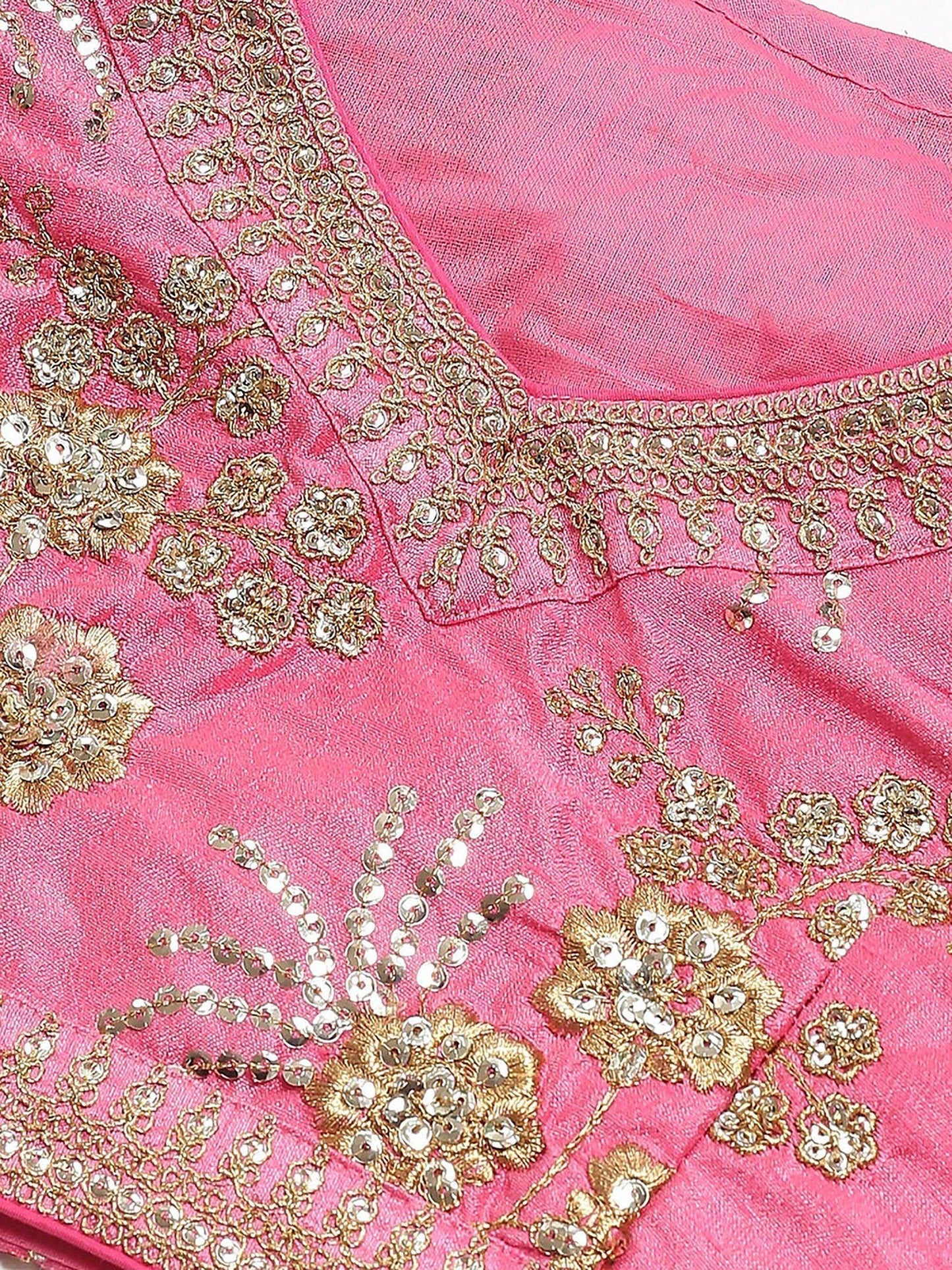 Hypnotic Pink Colored Wedding Wear Embroidered Satin Lehenga Choli - Zeel Clothing