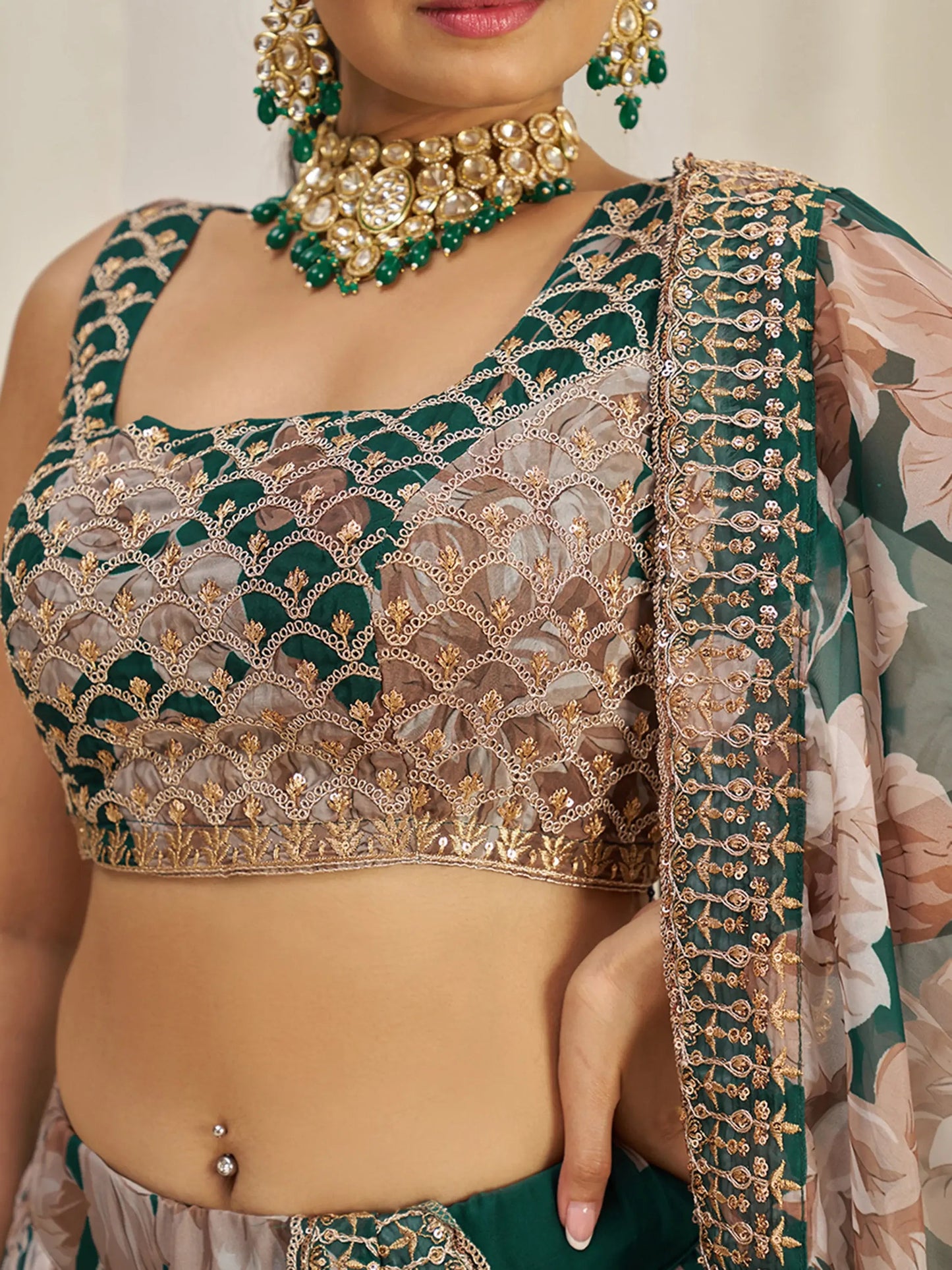 Incredible Green Sequins Organza Mehendi Wear Lehenga Choli - Zeel Clothing