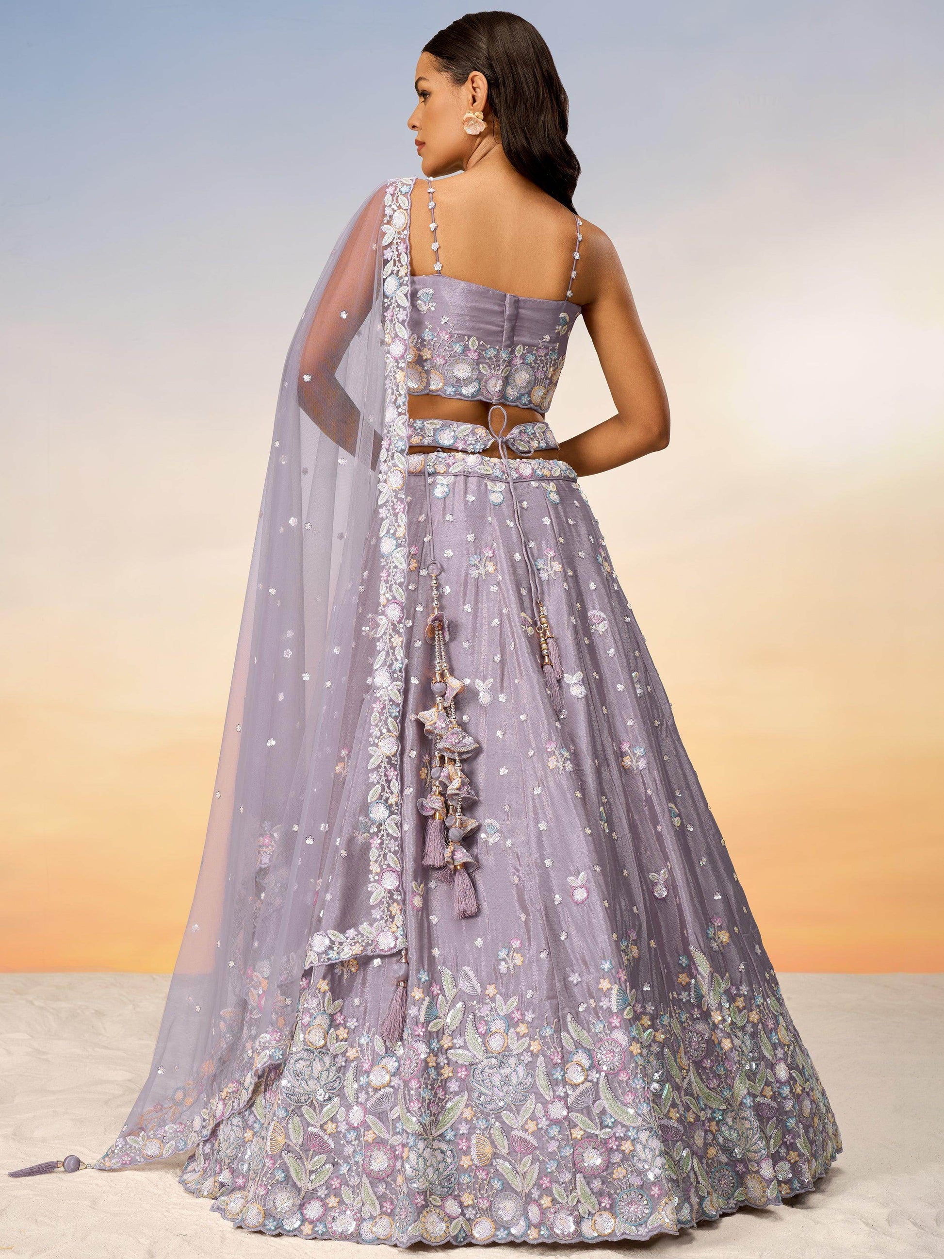 Incredible Mauve Sequins Chiffon Designer Lehenga Choli With Dupatta - Zeel Clothing
