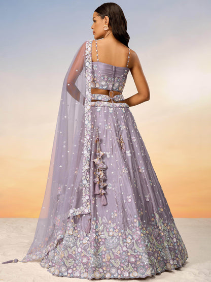 Incredible Mauve Sequins Chiffon Designer Lehenga Choli With Dupatta - Zeel Clothing