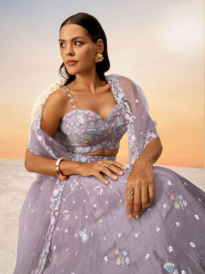 Incredible Mauve Sequins Chiffon Designer Lehenga Choli With Dupatta - Zeel Clothing