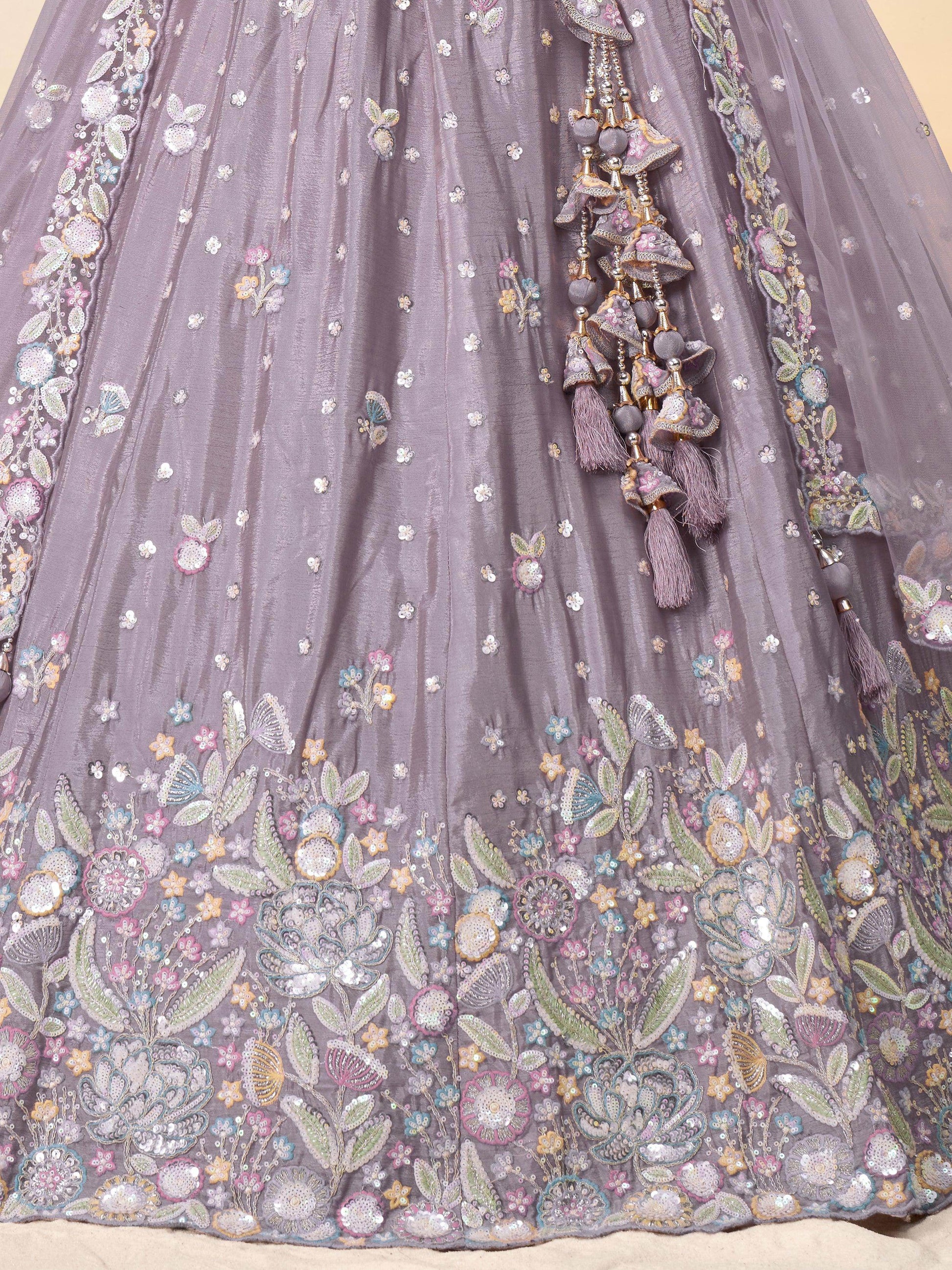 Incredible Mauve Sequins Chiffon Designer Lehenga Choli With Dupatta - Zeel Clothing