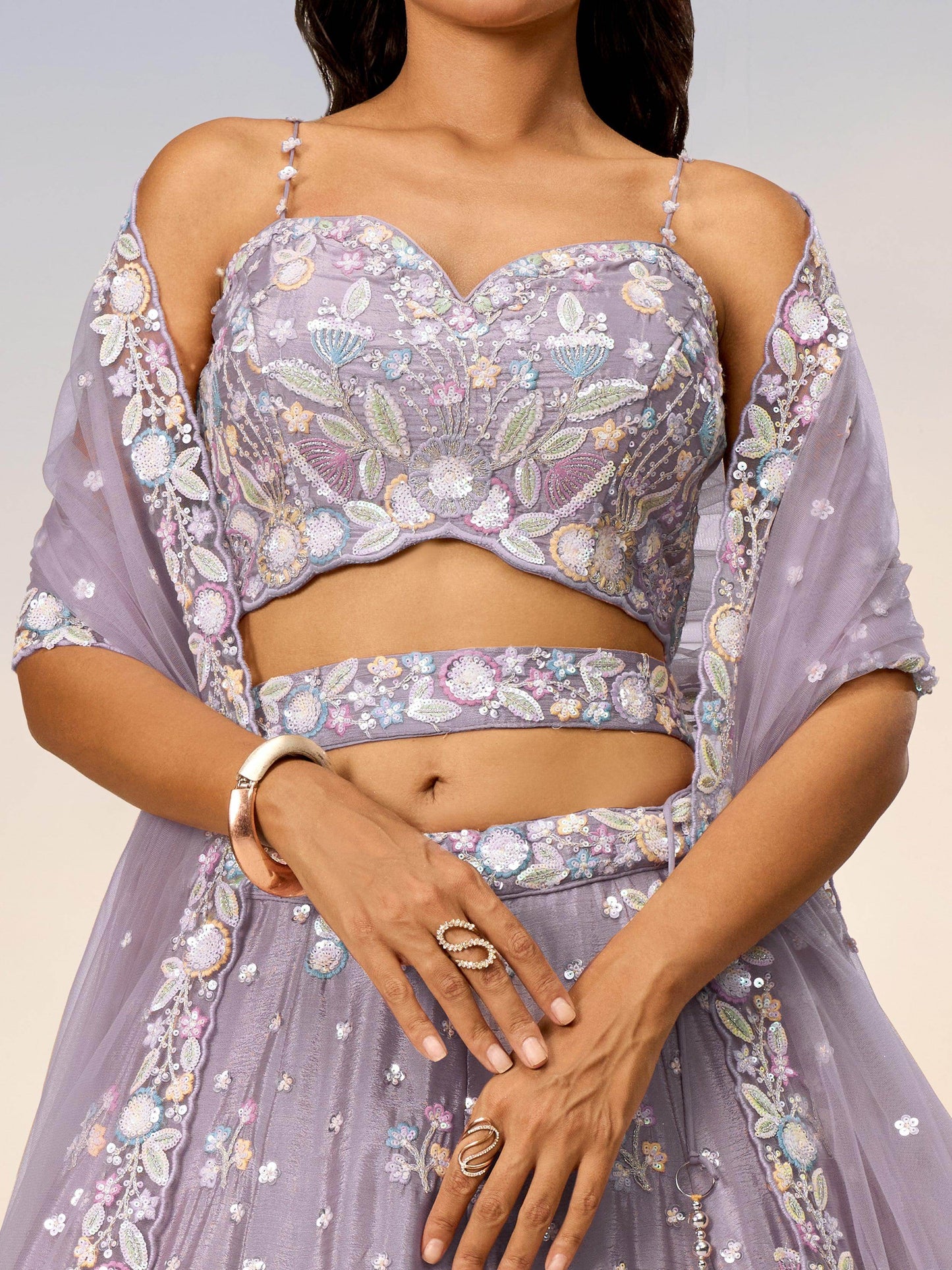 Incredible Mauve Sequins Chiffon Designer Lehenga Choli With Dupatta - Zeel Clothing