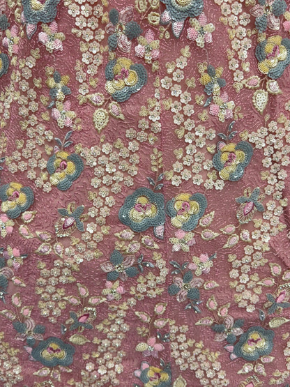 Incredible Pink Sequins Embroidery Net Bridesmaid Lehenga Choli With Dupatta - Zeel Clothing