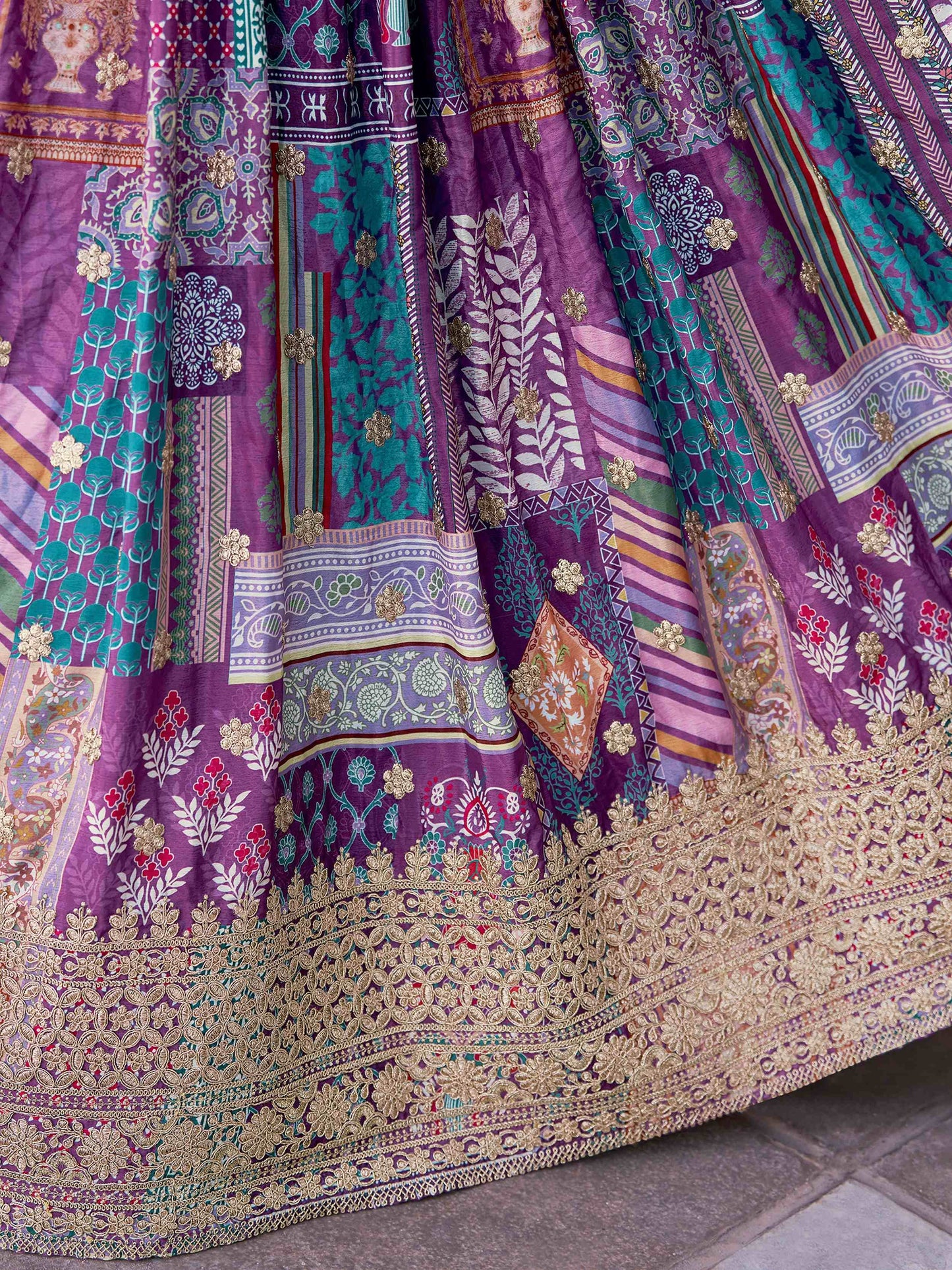 Incredible Purple Embroidered Chinon Event Wear Lehenga Choli With Dupatta - Zeel Clothing