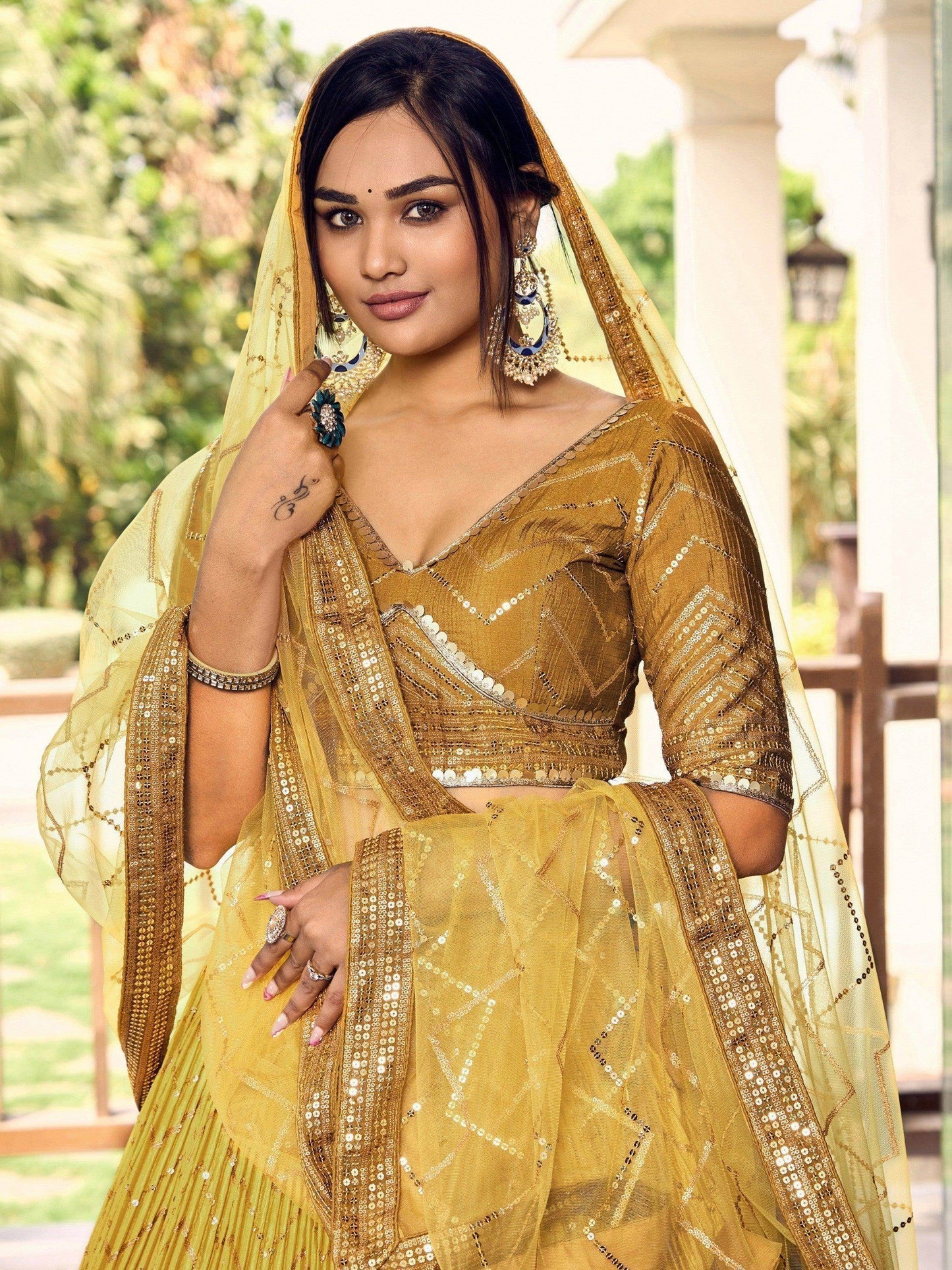 Incredible Yellow Sequins Chinon Haldi Wear Lehenga Choli With Dupatta - Zeel Clothing